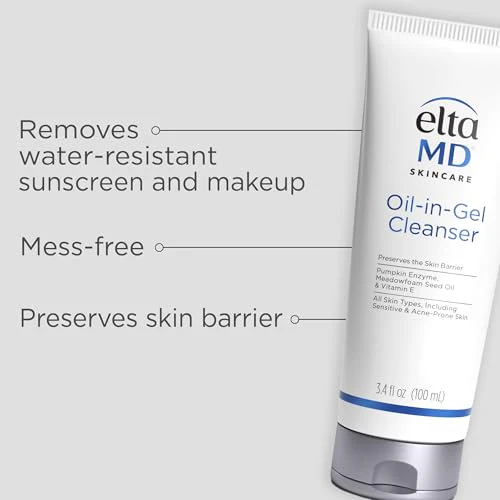 EltaMD Oil-In-Gel Facial Cleanser, Daily Gentle Face Cleanser, Removes Long-Wear Makeup, Sunscreen, and Sweat, Cleansing Oil For Face, 3.4 oz Tube - Image 8