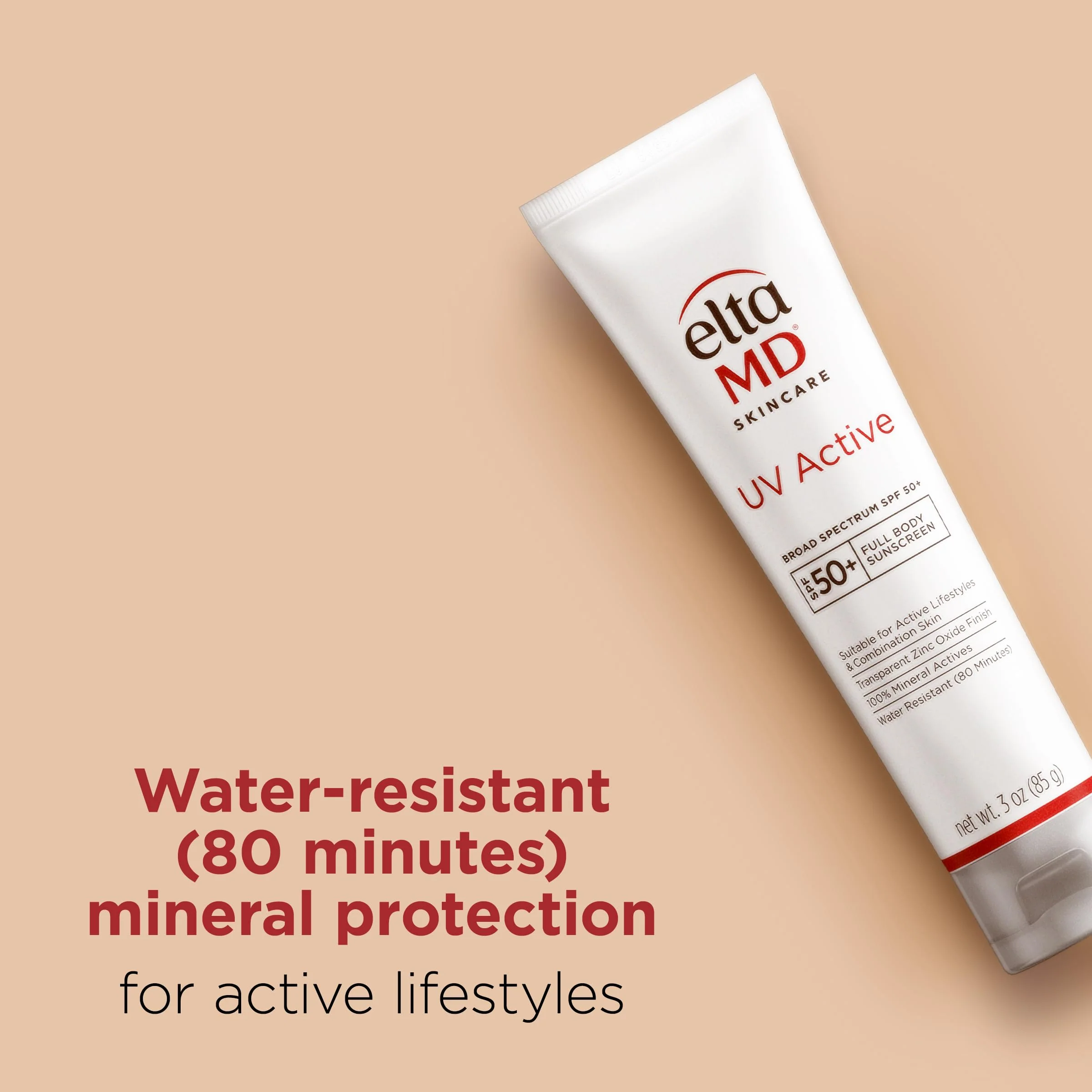 EltaMD UV Active Mineral Sunscreen with Zinc Oxide, Water Resistant Sunscreen SPF 50+ Up to 80 Minutes, Oil Free SPF for Face and Body, 3.0 oz Tube - Image 7