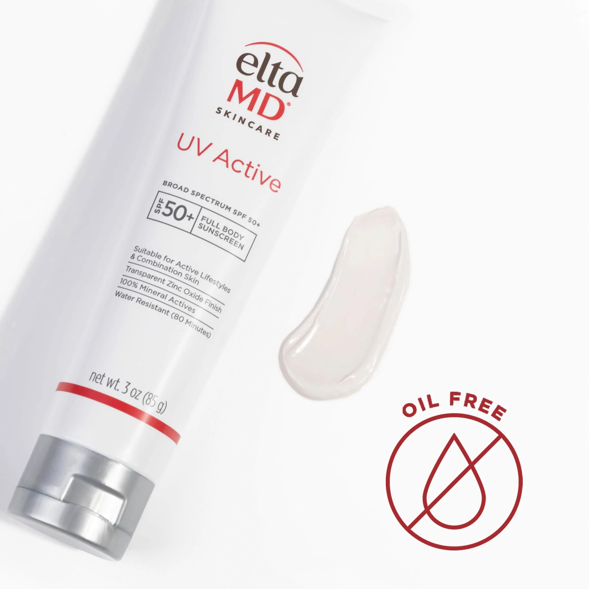 EltaMD UV Active Mineral Sunscreen with Zinc Oxide, Water Resistant Sunscreen SPF 50+ Up to 80 Minutes, Oil Free SPF for Face and Body, 3.0 oz Tube - Image 8