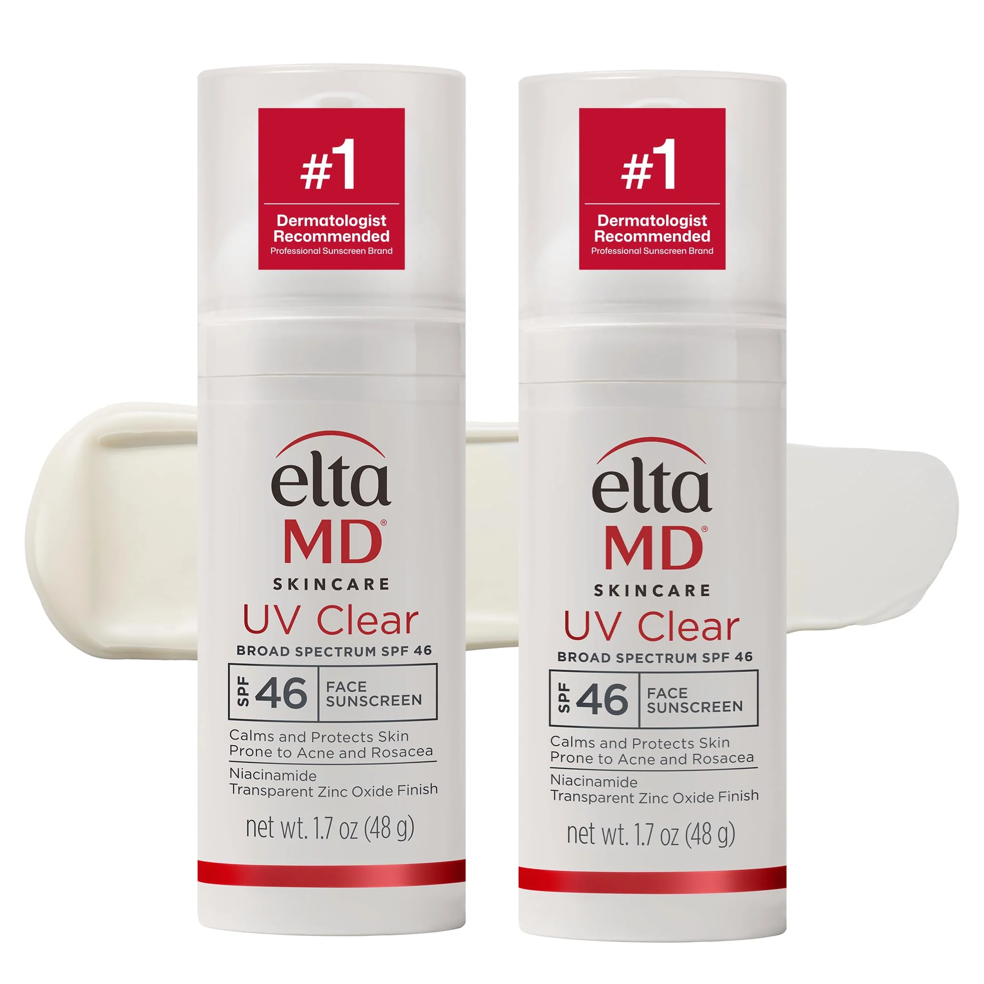 EltaMD UV Clear Face Sunscreen SPF 46, Oil Free for Face with Zinc Oxide, Dermatologist Recommended Sunscreen Lotion, For Acne-Prone Sensitive Skin, 1.7 oz Pump (Pack of 2) - Image 2