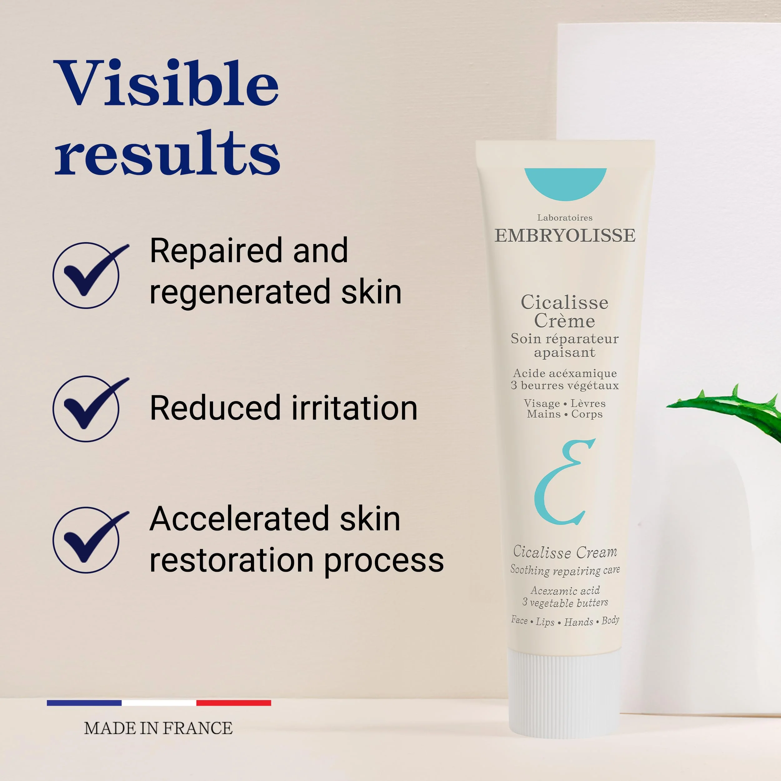 Embryolisse Cicalisse Face Cream. Moisturizer with Hyaluronic Acid that Accelerates Skin's Restoration Process - Daily Skin Care for Face, Body and Lips, All Skin Types - 1.35 Fl Oz - Image 4