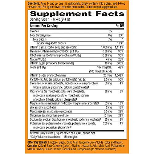 Emergen-C 1000mg Vitamin C Powder, with Antioxidants, B Vitamins and Electrolytes, Vitamin C Supplements for Immune Support, Caffeine Free Fizzy Drink Mix, Tangerine Flavor - 10 Count - Image 9