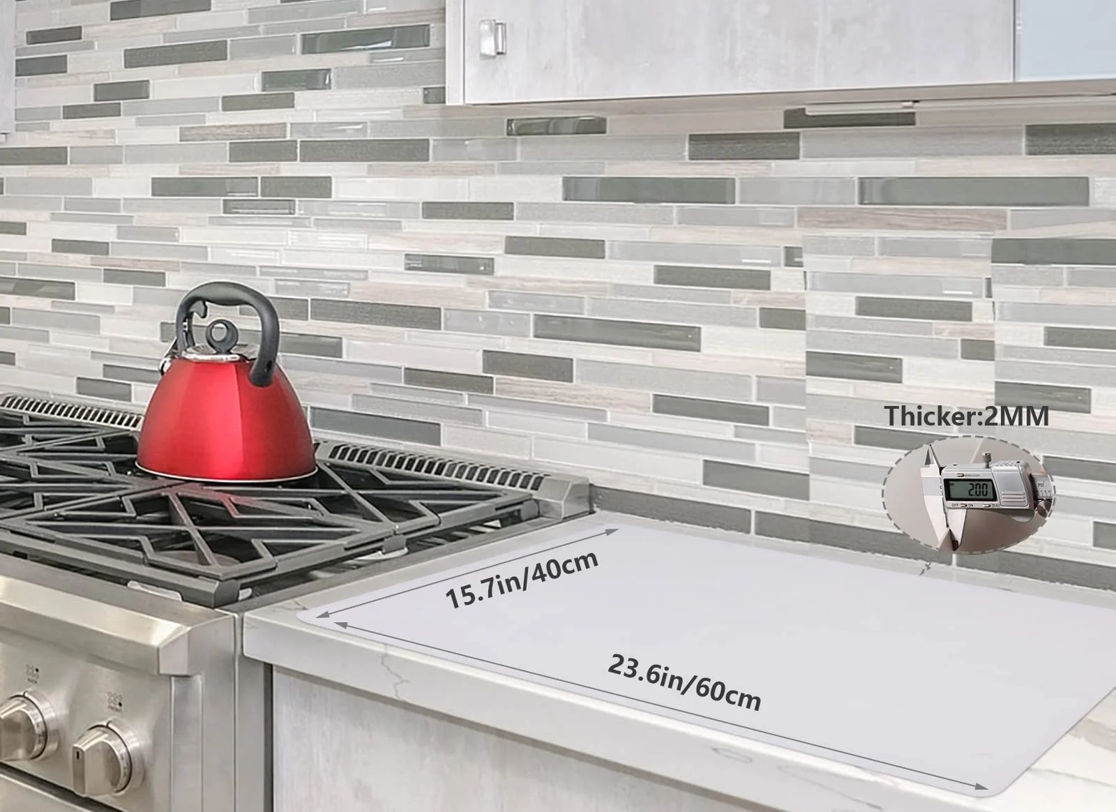 emolife Multipurpose Silicone Counter Mat, Extra Large Silicone Mat for Kitchen Appliance Site on, Countertop Protector, Heat Resistant, Non-Slip, Thick 2mm, 23.6 by 15.7 Inch - Image 6