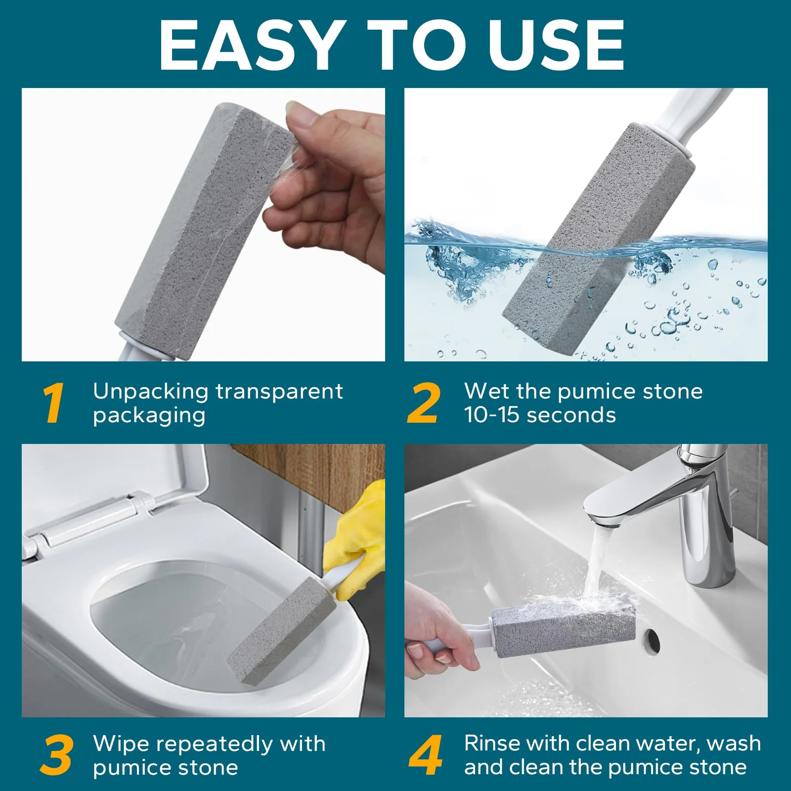 Emycool Pumice Stone Toilet Bowl Cleaner, 14 Pack Toilet Pumice Stone with Handle for Toilet Cleaning, Bathtubs, Sinks, Swimming Pools, Grills - Image 3