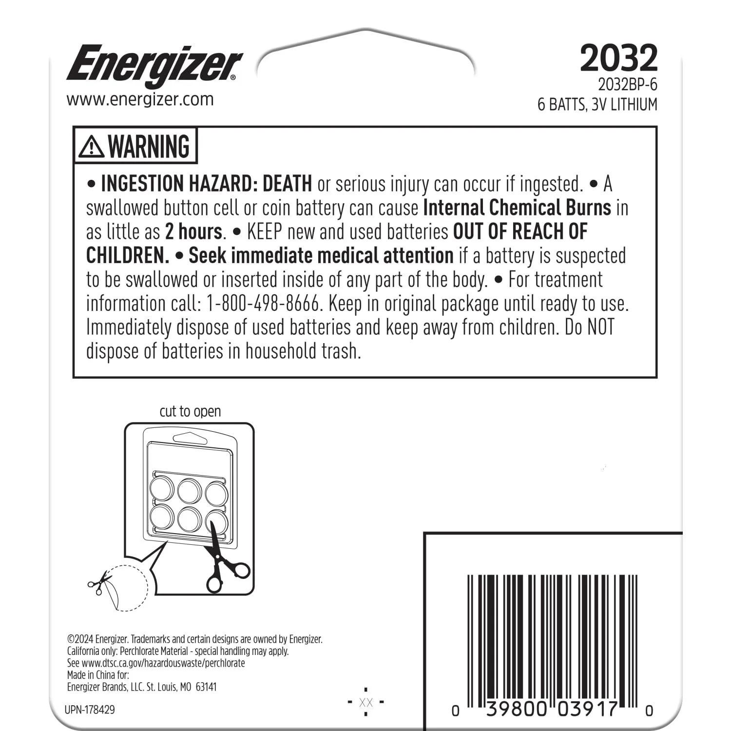 Energizer 2032 Batteries (6 Pack), 3V Lithium Coin Batteries - Image 2