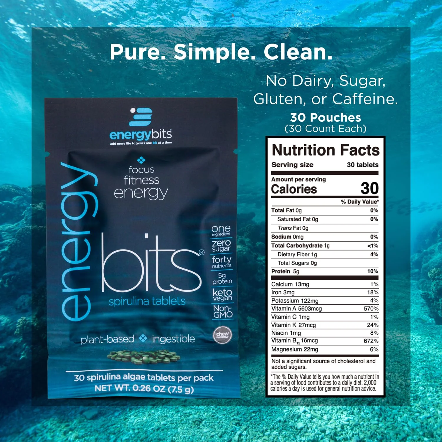 ENERGYBITS - Organic Spirulina Tablets - Plant-Based Algae Superfood - for Focus, Fitness, Energy - Plant Protein - Gluten Free - Collagen, Vitamin B12, Omega 3 - Keto & Vegan - 900 Algae Tablets - Image 4