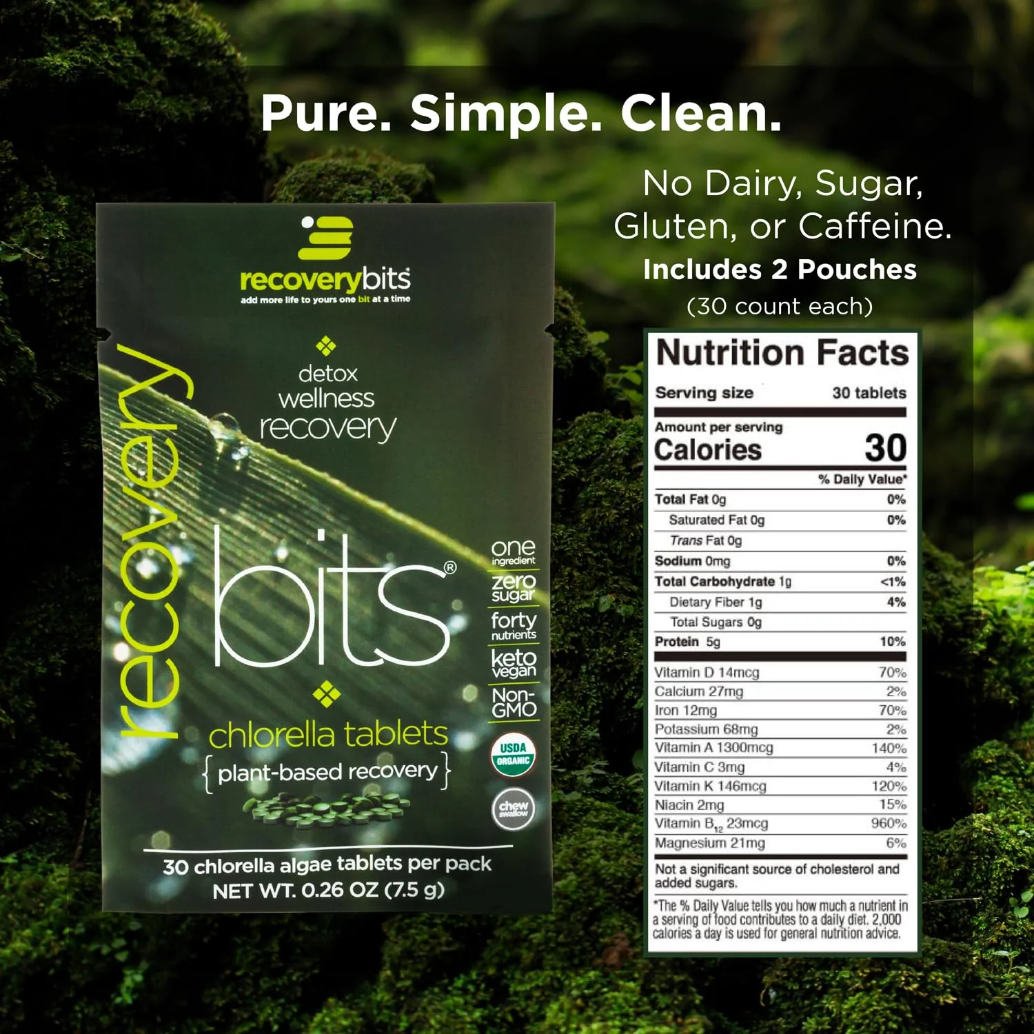ENERGYbits/RECOVERYbits - Organic Spirulina & Chlorella Tablets - Single Serving Sample Packs - Algae Superfood - High Protein, Chlorophyll - Self Care - Vegan, Keto, Gluten Free - 4 Bags, 30/Bag - Image 5