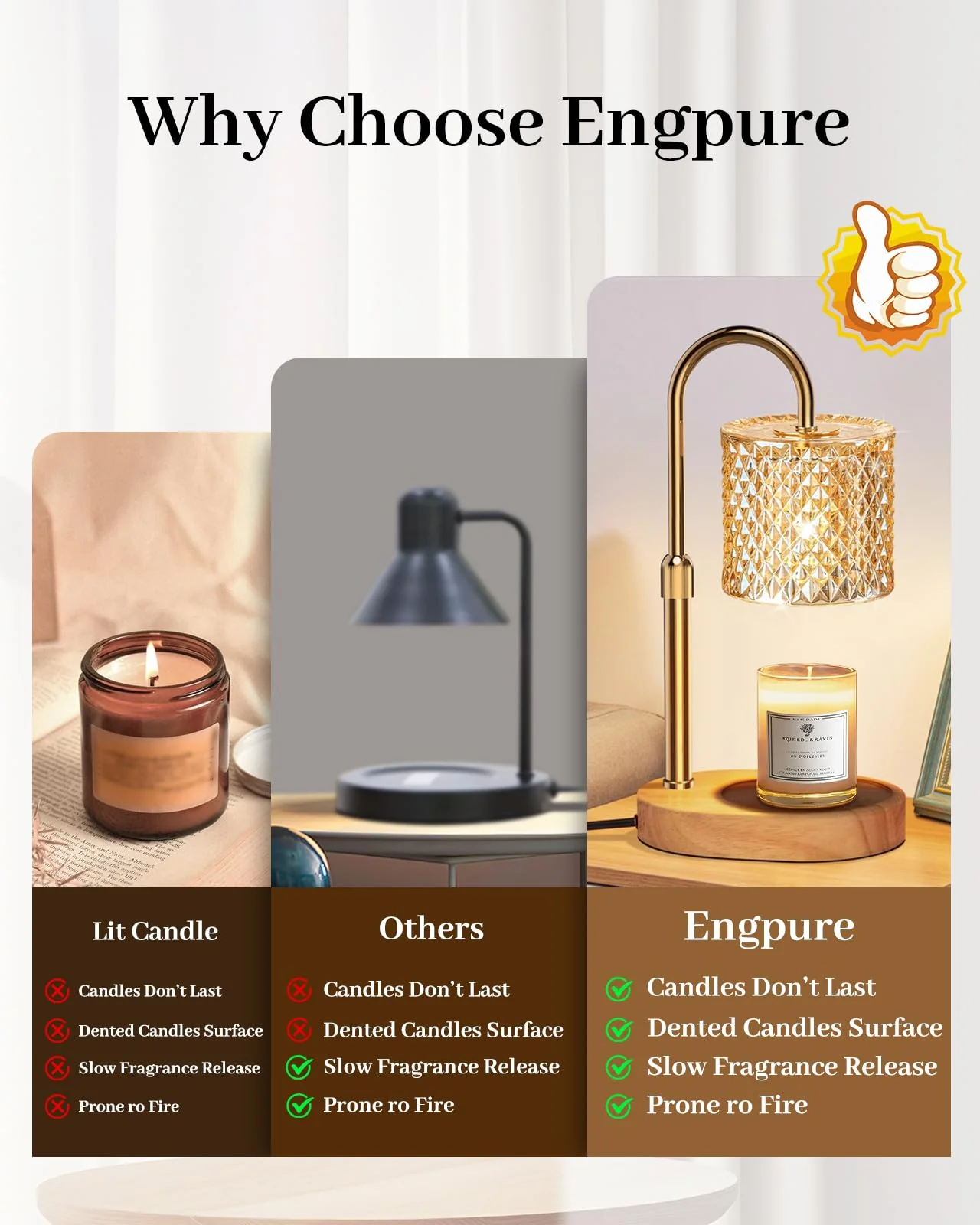 Engpure Candle Warmer Lamp with Timer Dimmer Adjustable Height for New Home Decor, Birthday Gifts for Women,Candle Warmer for Women Mom Christmas Mother's Day Gfit - Image 4