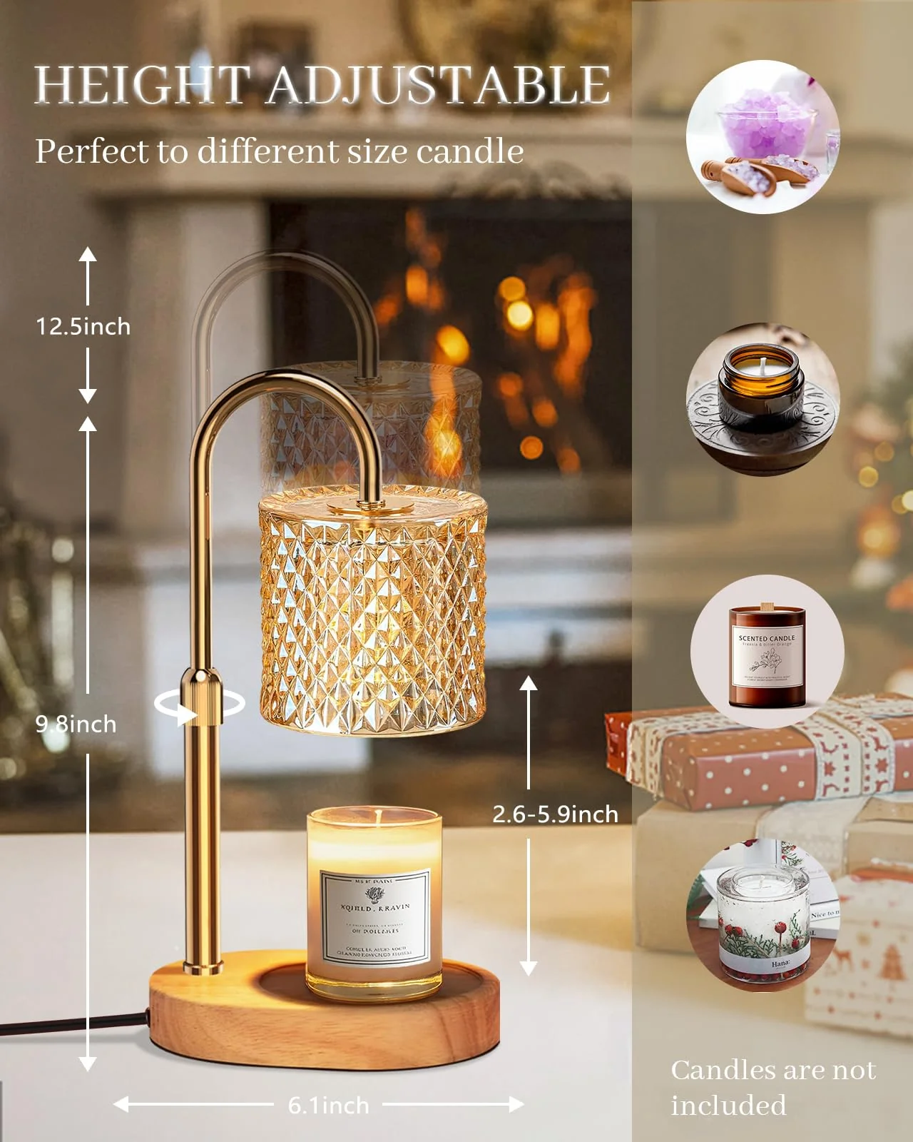 Engpure Candle Warmer Lamp with Timer Dimmer Adjustable Height for New Home Decor, Birthday Gifts for Women,Candle Warmer for Women Mom Christmas Mother's Day Gfit - Image 5