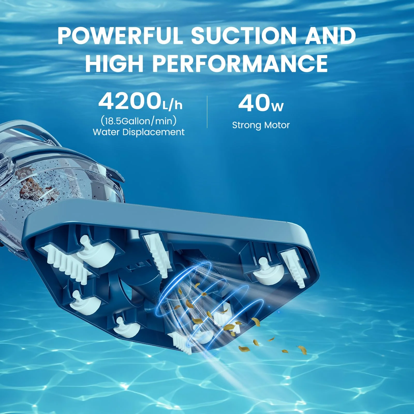 Enhulk Rechargeable Handheld Cordless Pool Vacuum for Above Ground Pool and Inground Pool(2025 Upgraded),60-Minute Runtime,Powerful Suction up to 18.5 gallons/min, Efficient Leaf and Debris Removal - Image 4