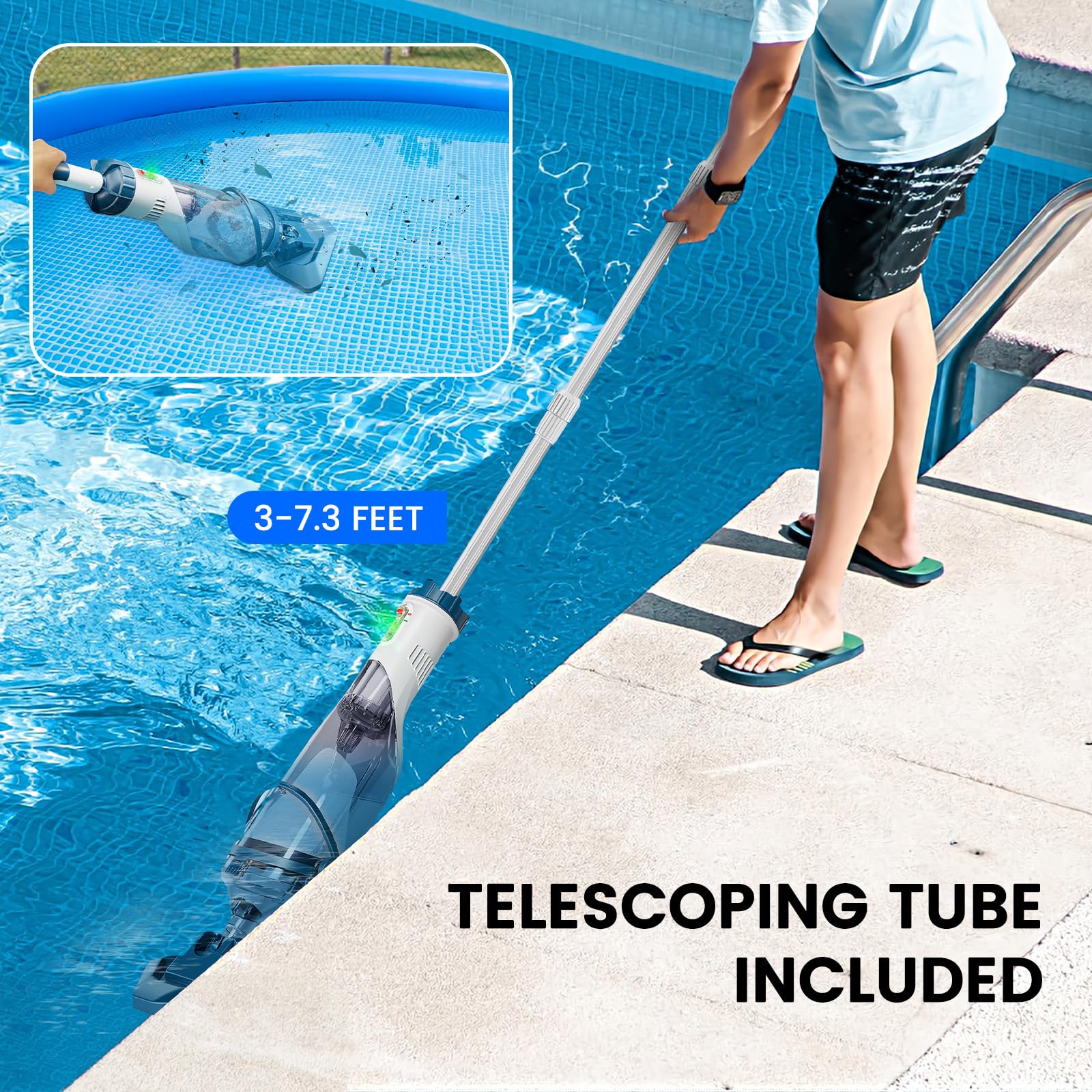 Enhulk Rechargeable Handheld Cordless Pool Vacuum for Above Ground Pool and Inground Pool(2025 Upgraded),60-Minute Runtime,Powerful Suction up to 18.5 gallons/min, Efficient Leaf and Debris Removal - Image 5