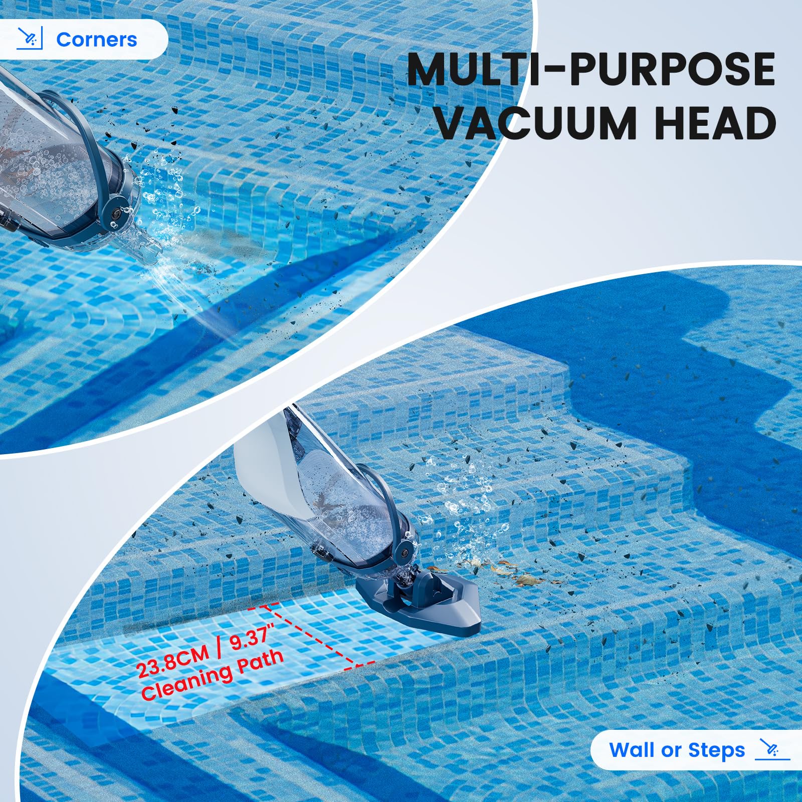 Enhulk Rechargeable Handheld Cordless Pool Vacuum for Above Ground Pool and Inground Pool(2025 Upgraded),60-Minute Runtime,Powerful Suction up to 18.5 gallons/min, Efficient Leaf and Debris Removal - Image 6