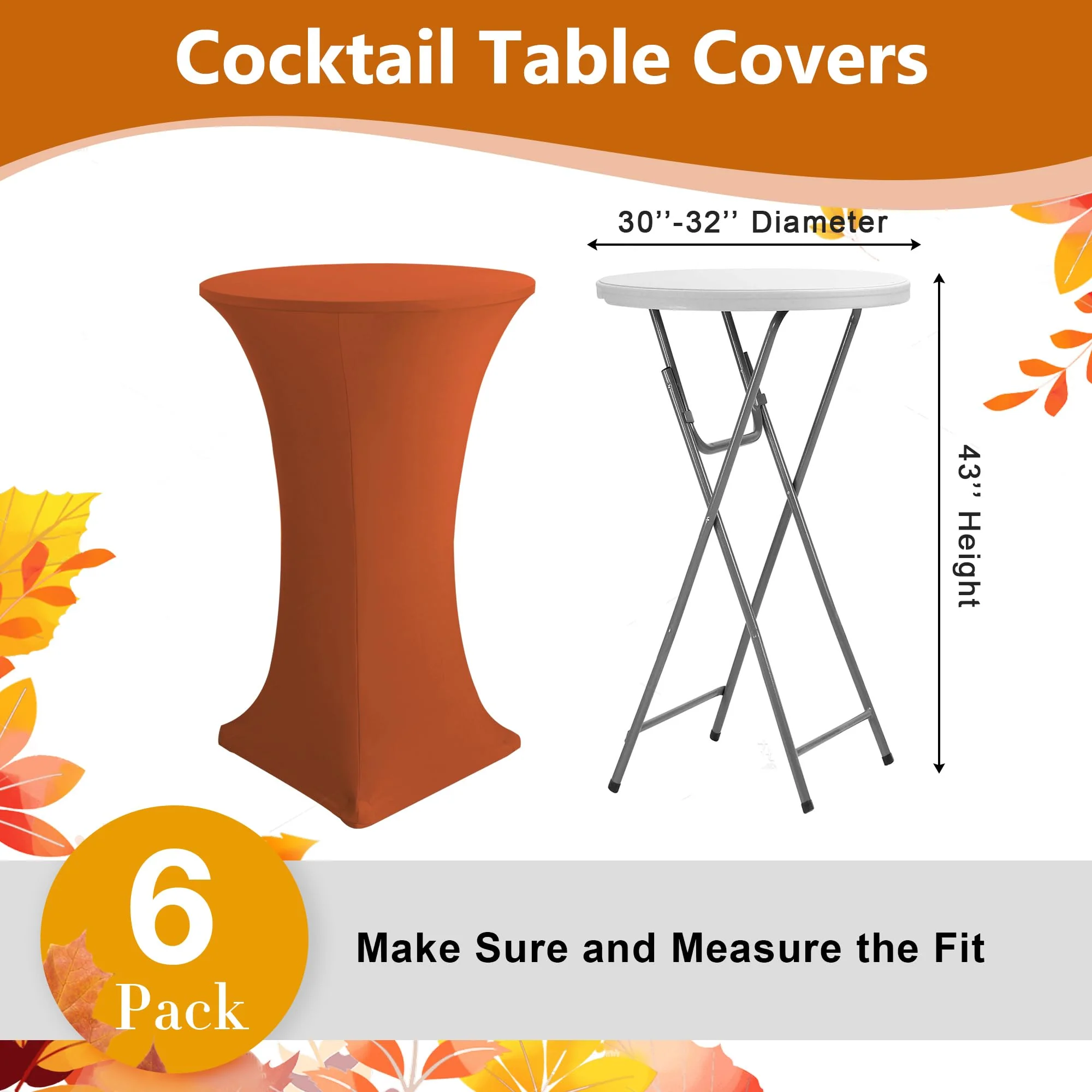 Enjoyidea Cocktail Table Covers-Spandex Round High Top Table Cloths 8 Pack 32x43 Inch-Red Stretch Fitted Christmas Tablecloth for Pub Bistro Highboy Party Event Banquet Height Folding Satnding Tables - Image 7