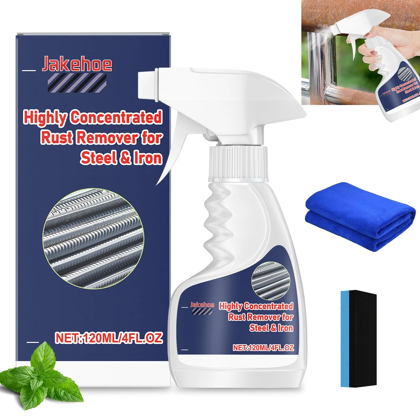 enterlent Heavy Duty Rust Removal for Metal,Multipurpose Rust Remover Spray,Stainless Steel Rust Remover Cleaner,Powerful Steel Rust Removal,Rust Converter for Various Metals Furniture