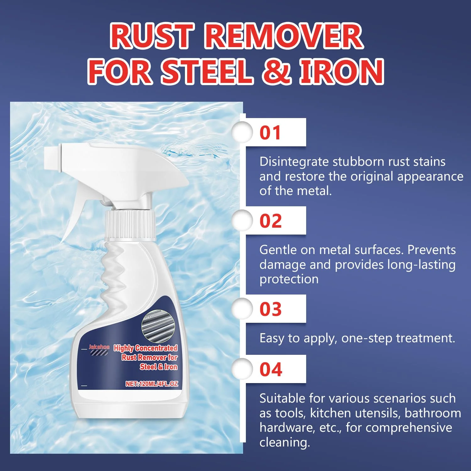enterlent Heavy Duty Rust Removal for Metal,Multipurpose Rust Remover Spray,Stainless Steel Rust Remover Cleaner,Powerful Steel Rust Removal,Rust Converter for Various Metals Furniture - Image 6