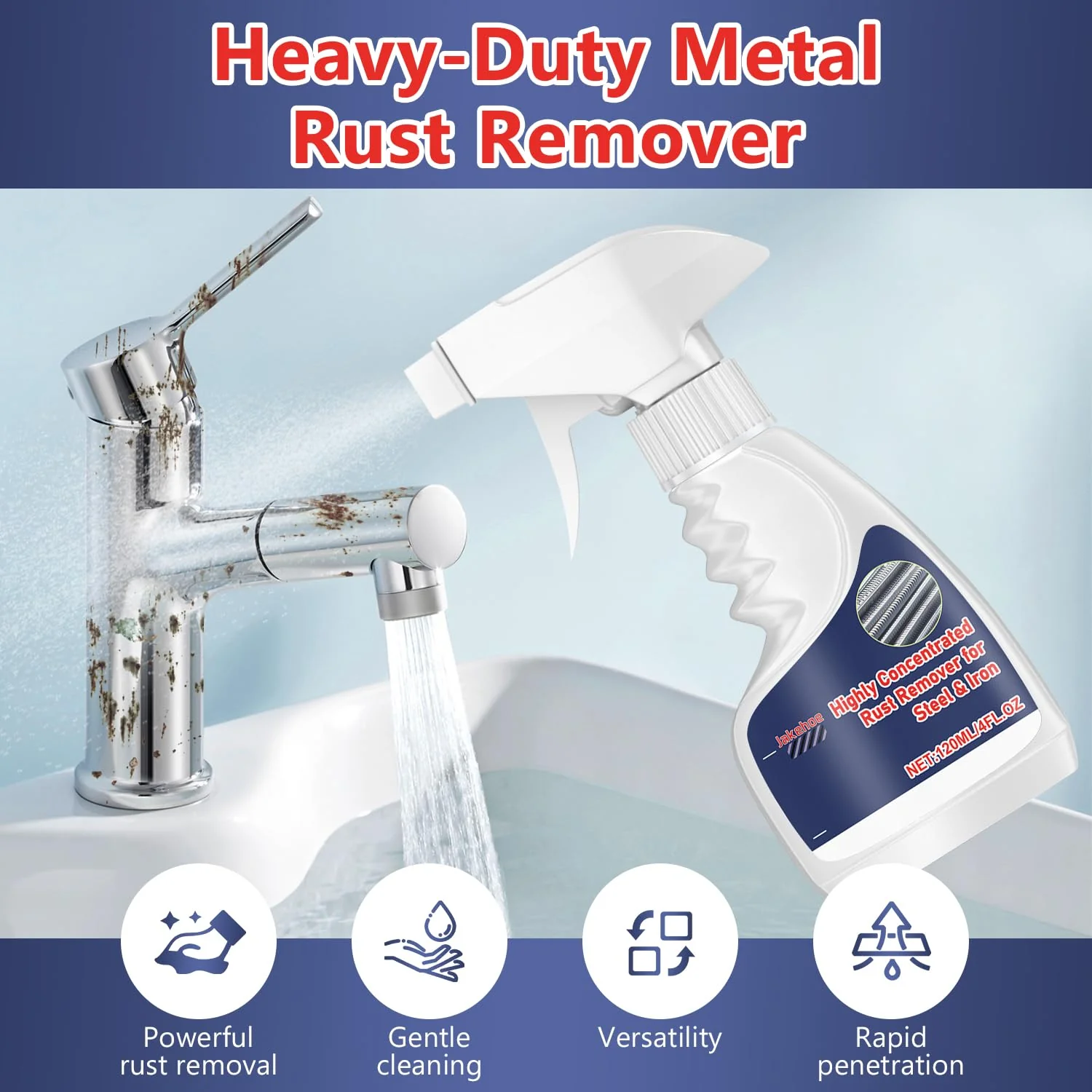 enterlent Heavy Duty Rust Removal for Metal,Multipurpose Rust Remover Spray,Stainless Steel Rust Remover Cleaner,Powerful Steel Rust Removal,Rust Converter for Various Metals Furniture - Image 7