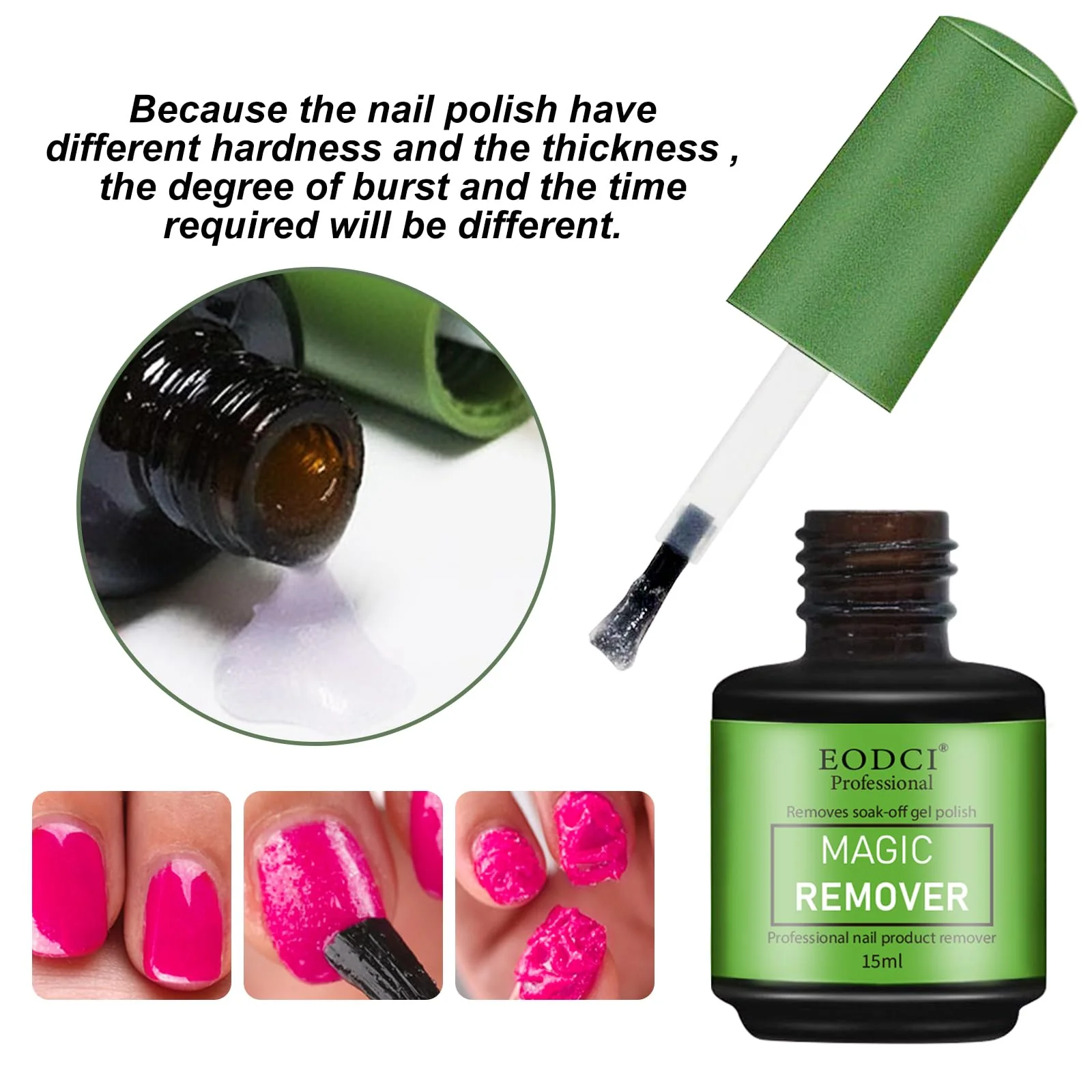 Eodci 3Pcs Magic Nail Polish Remover, Soak-Off Quick,Quickly & Easily Professional Remove Gel Nail Polish, Gel Polish Remover for Nails - Image 4