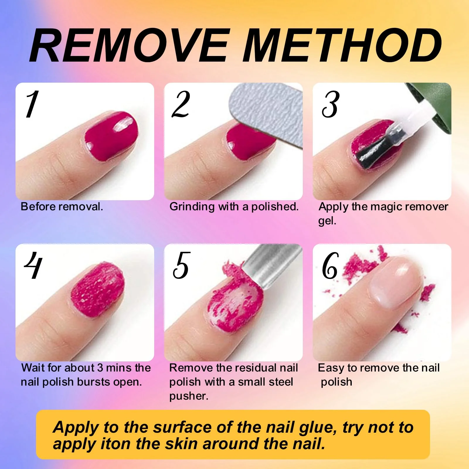 Eodci 3Pcs Magic Nail Polish Remover, Soak-Off Quick,Quickly & Easily Professional Remove Gel Nail Polish, Gel Polish Remover for Nails - Image 6