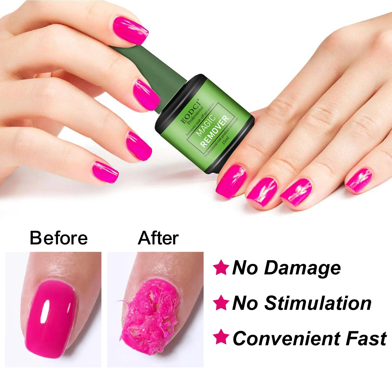 Eodci 3Pcs Magic Nail Polish Remover, Soak-Off Quick,Quickly & Easily Professional Remove Gel Nail Polish, Gel Polish Remover for Nails - Image 7