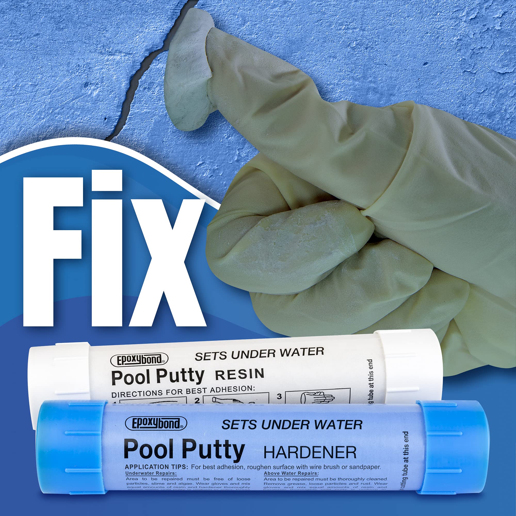 Epoxybond Pool Putty 2-Part Set | Swimming Pool & Spa Repair | Easy DIY | Fix Cracks Leaks Underwater or Above | Concrete, Fiberglass & Variety of Other Surfaces | by Atlas Minerals - Image 2