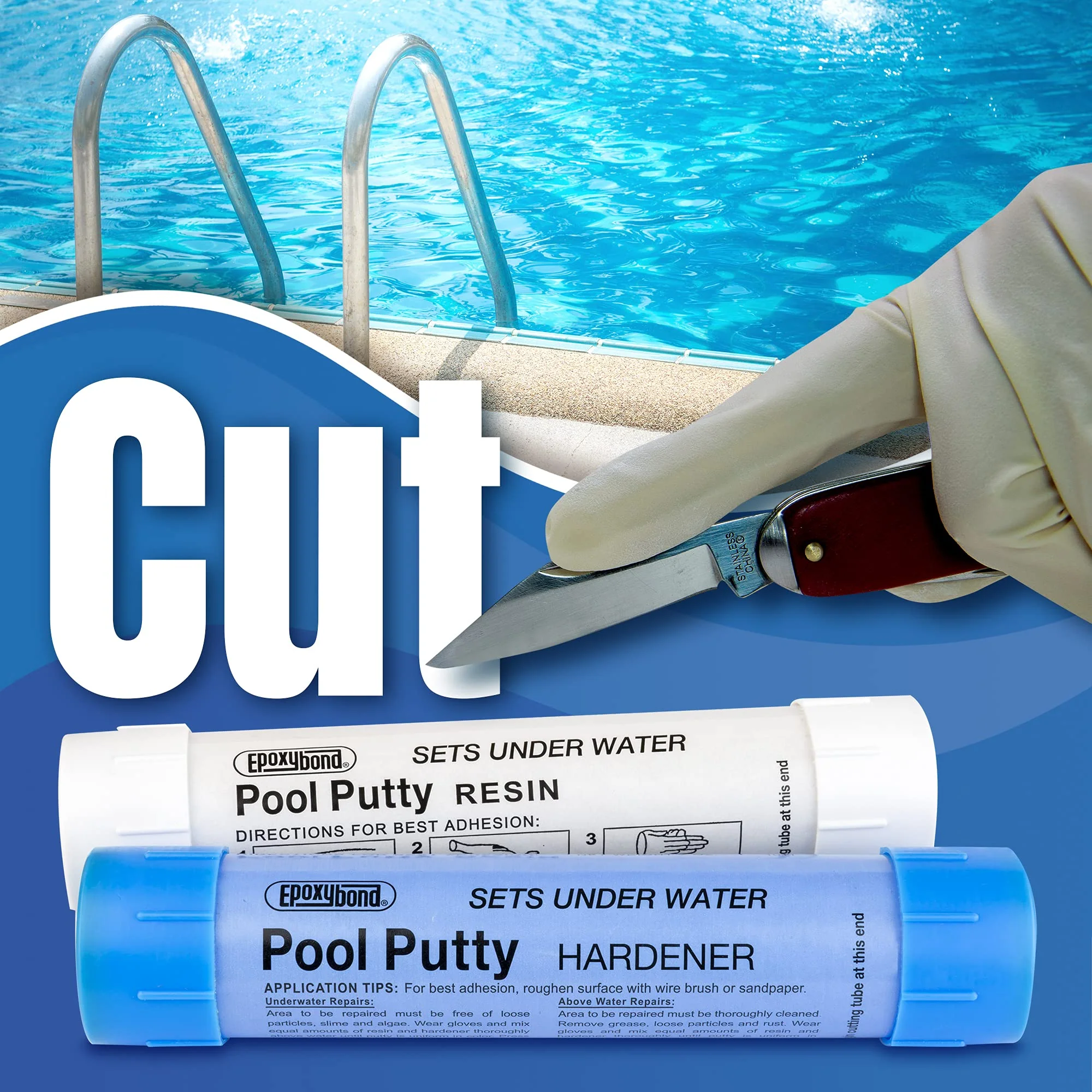 Epoxybond Pool Putty 2-Part Set | Swimming Pool & Spa Repair | Easy DIY | Fix Cracks Leaks Underwater or Above | Concrete, Fiberglass & Variety of Other Surfaces | by Atlas Minerals - Image 4