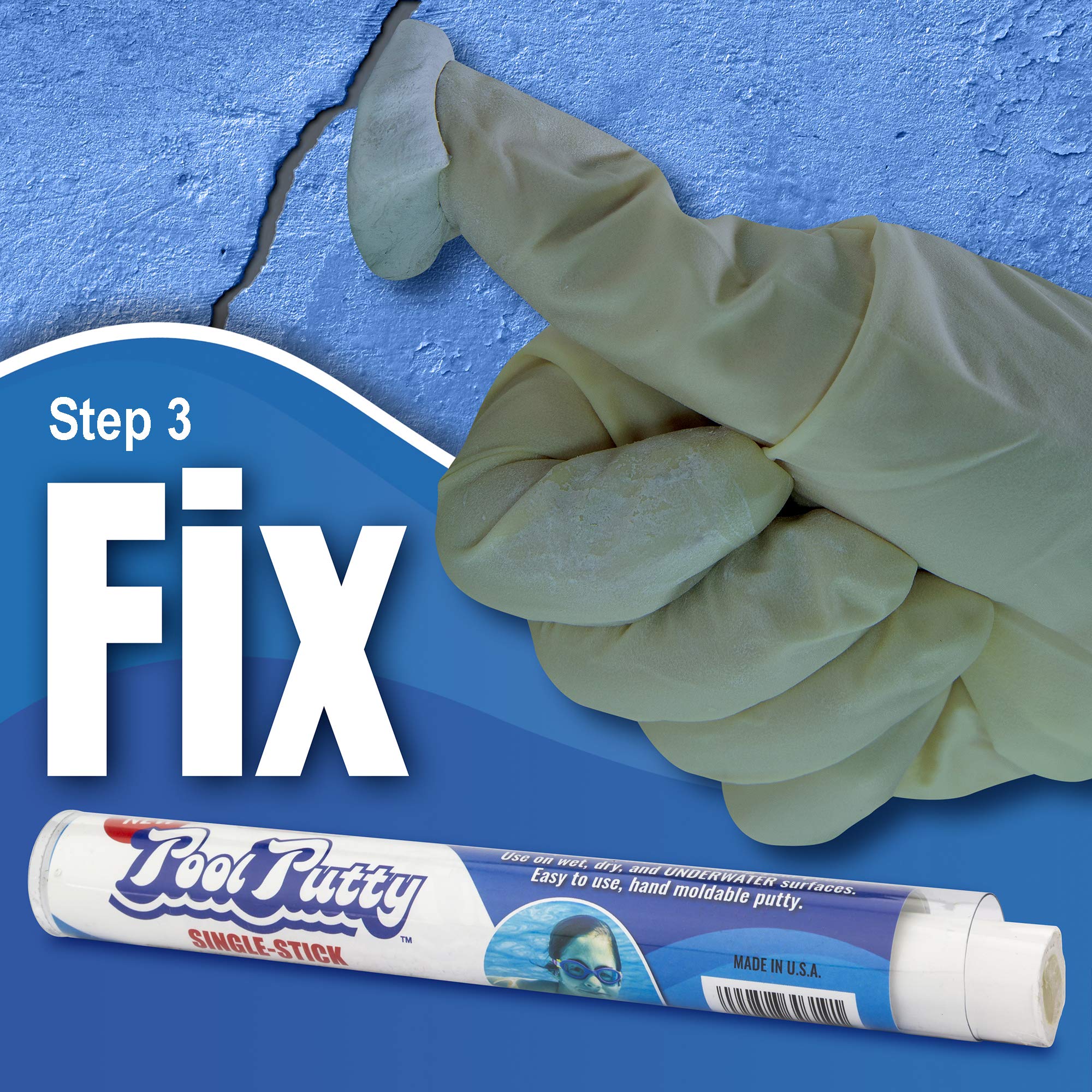 Epoxybond Pool Putty Single-Stick 4 oz | Pool & Spa Repair | Easy for Anyone to DIY | Works Underwater or Above | Fix Cracks Leaks in Concrete, Fiberglass & Other Surfaces | by Atlas Minerals - Image 2