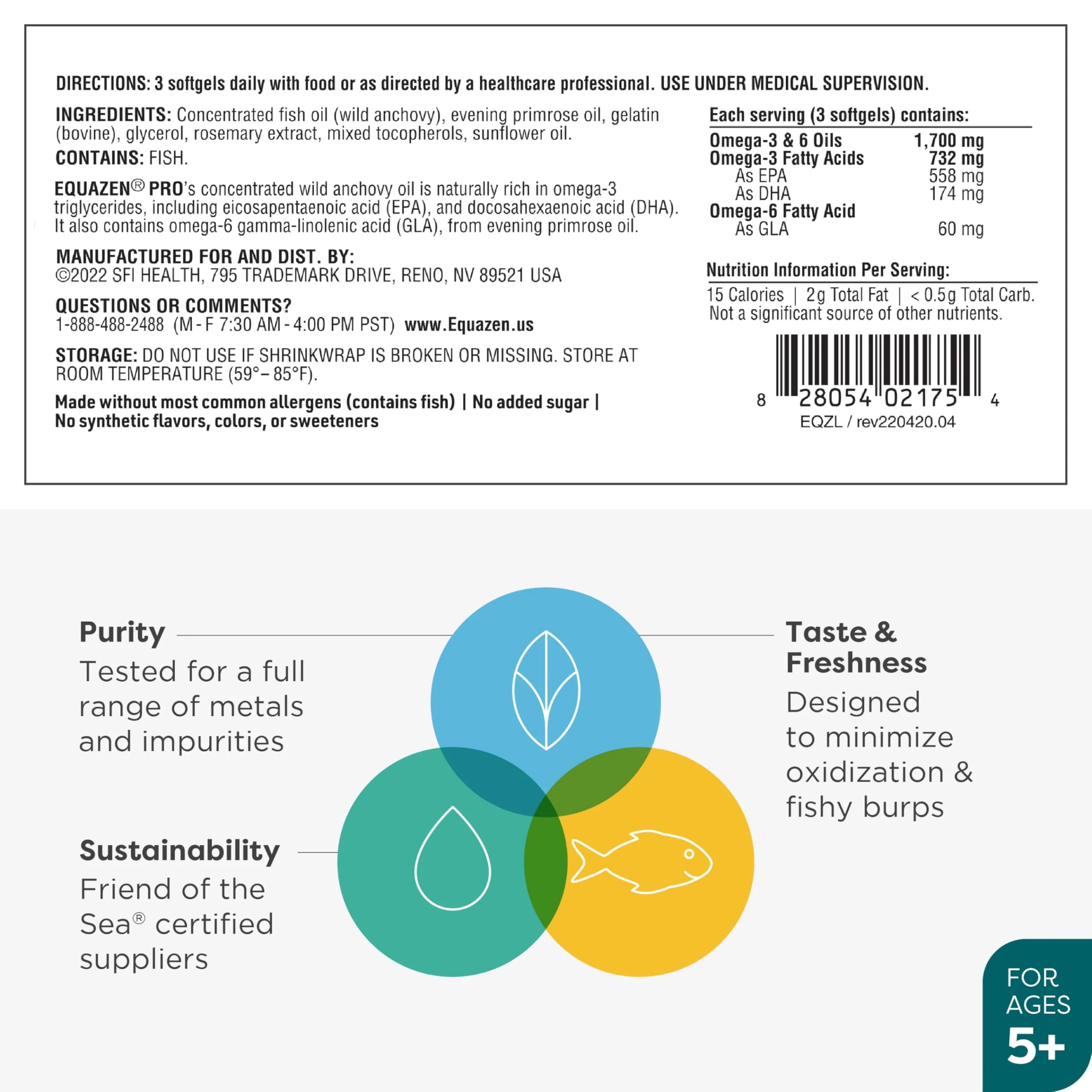 Equazen PRO Fish Oil for Kids - Clinically Tested to Improve Focus, Learning + Behavior in Children, Teens - DHA/EPA Omega-3 + Omega-6 Supplement for Brain Support* (90 Softgels / 30 Servings) - Image 3