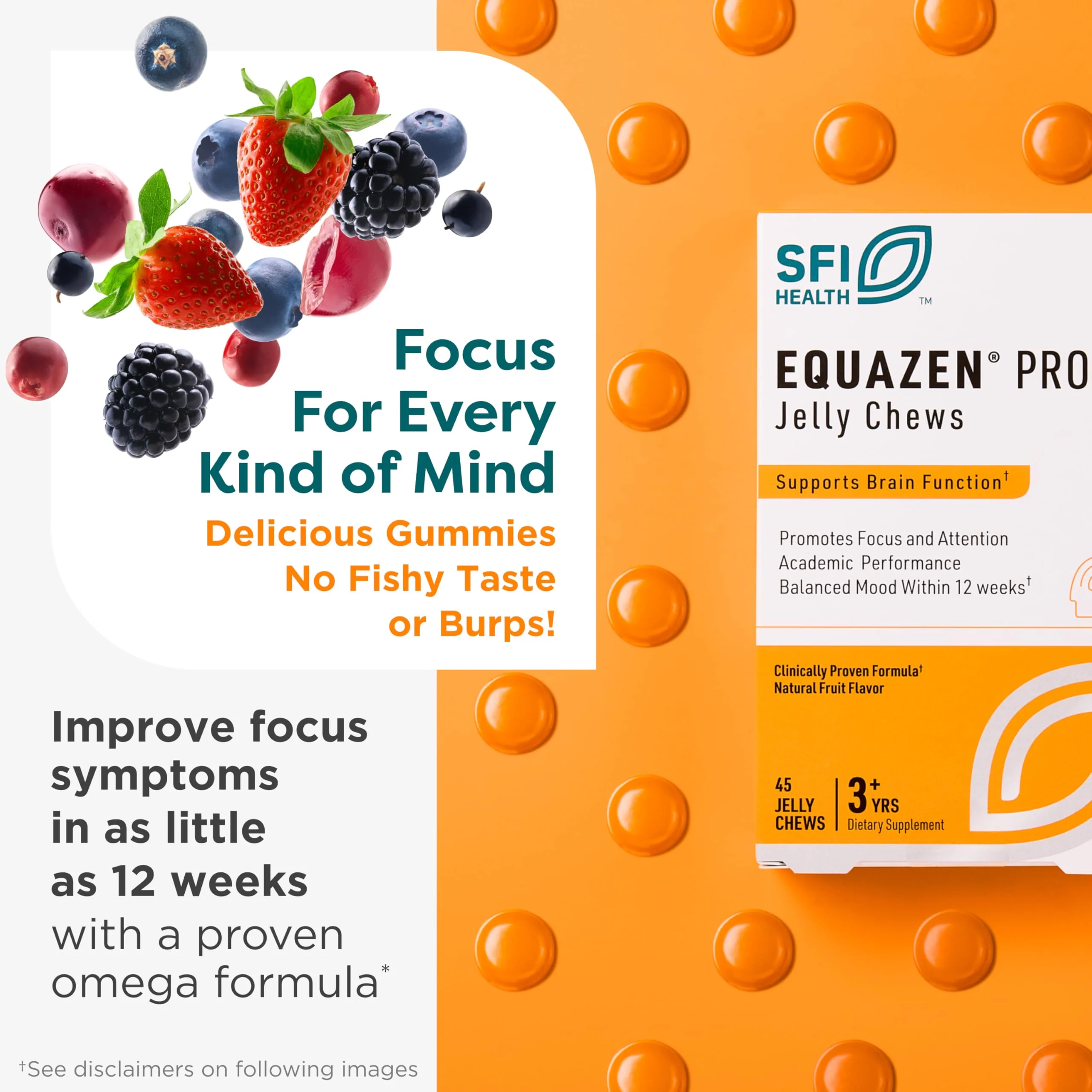 Equazen Pro SFI Health Fish Oil Jelly Chews - Omega 3 & Omega 6 for Kids & Teens - EPA, GLA & DHA for Kids Mood, Memory & Focus Support - Optimized for Bioavailability & Absorption (45 Jelly Chews) - Image 3