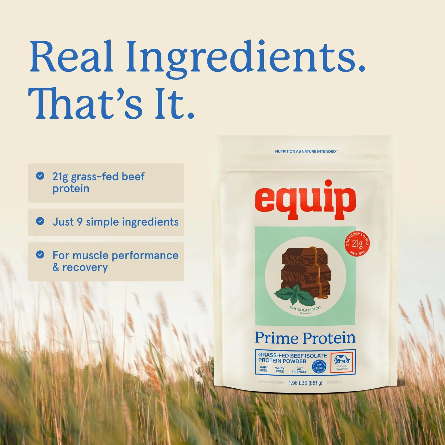 Equip Foods Prime Protein Powder | Clean, Grass Fed Beef Protein Powder for Women & Men | Carnivore Protein Isolate | Paleo, Keto Friendly | Gluten & Dairy Free | 30 Servings, Chocolate Mint - Image 5