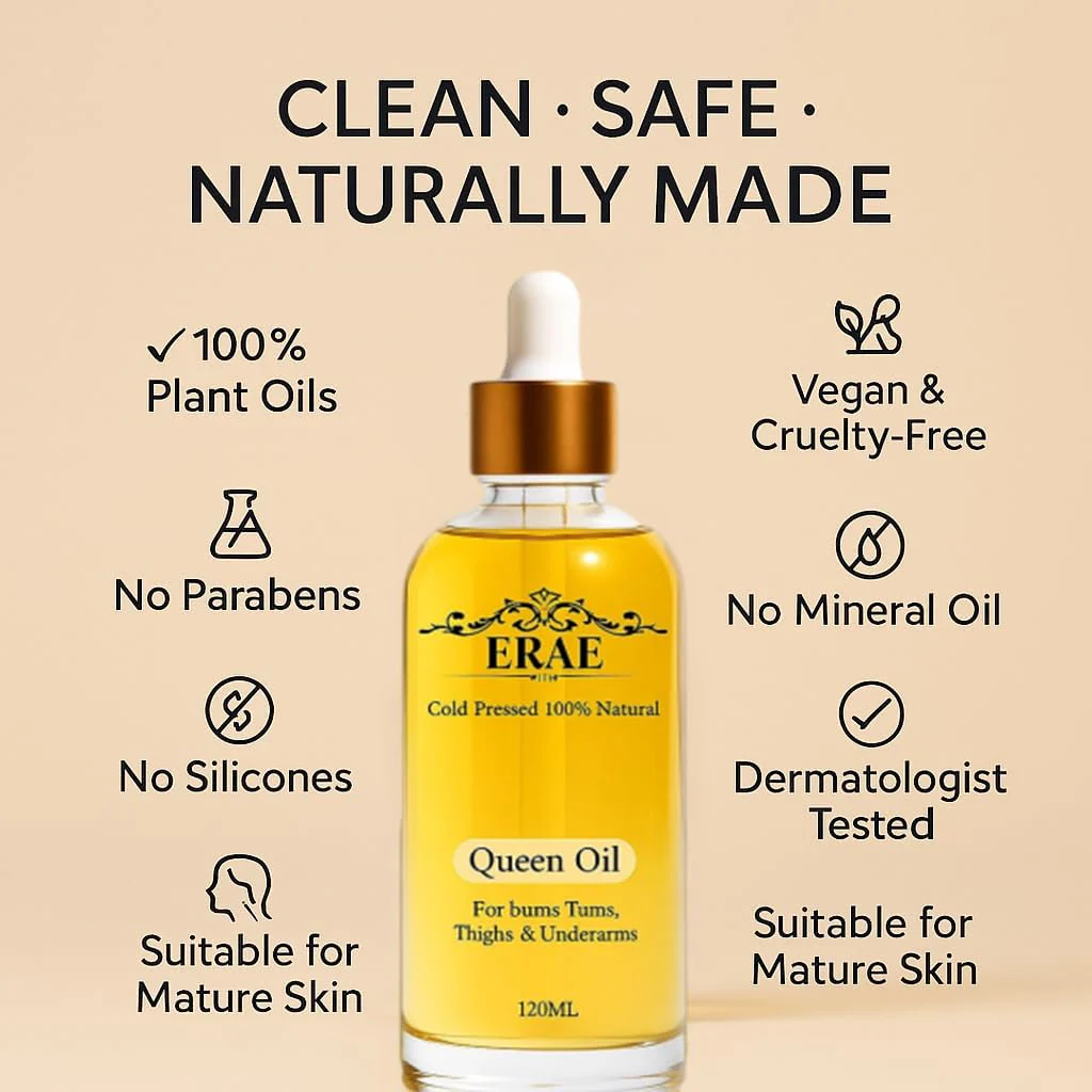ERAE Queen Body Oil – Cold Pressed Botanical Blend for Hydrating & Firm-Looking Skin, Lightweight Fast-Absorbing Body Moisturizing Oil for Arms, Legs & Stomach - Image 2