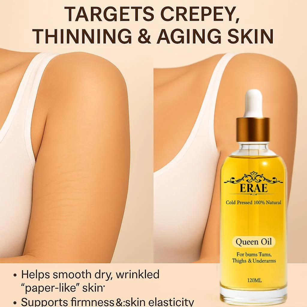 ERAE Queen Body Oil – Cold Pressed Botanical Blend for Hydrating & Firm-Looking Skin, Lightweight Fast-Absorbing Body Moisturizing Oil for Arms, Legs & Stomach - Image 4
