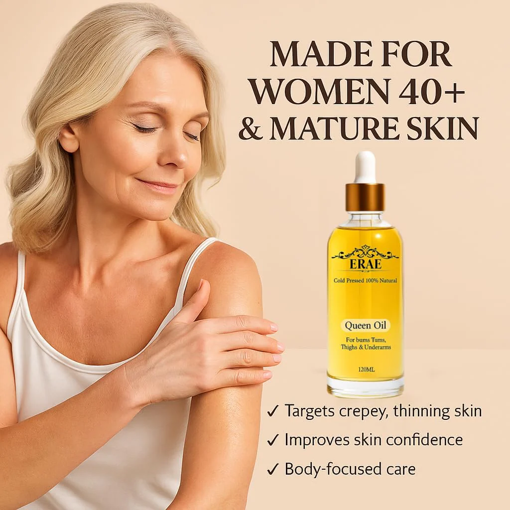 ERAE Queen Body Oil – Cold Pressed Botanical Blend for Hydrating & Firm-Looking Skin, Lightweight Fast-Absorbing Body Moisturizing Oil for Arms, Legs & Stomach - Image 5