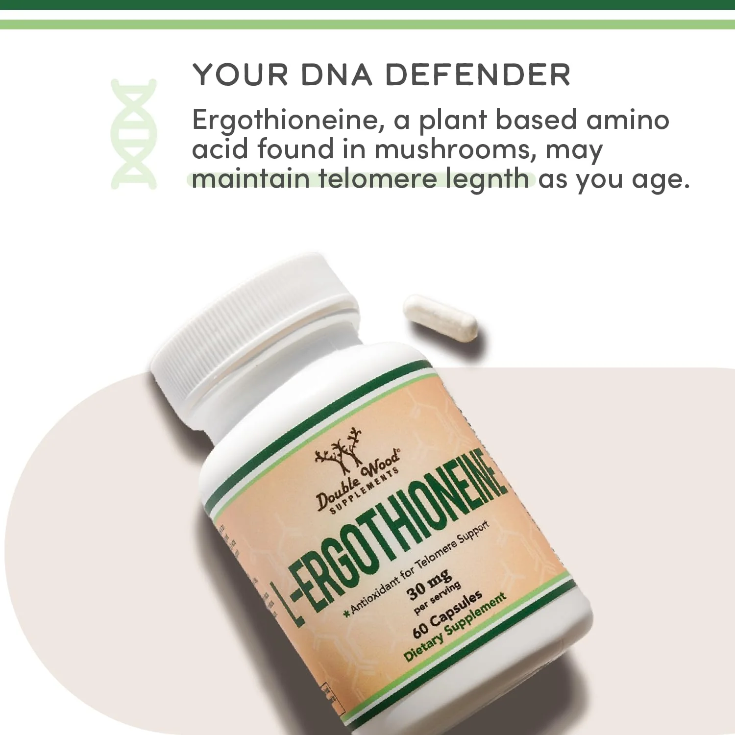 Ergothioneine Supplement (EGT) 30mg of Pure, Plant-Based L-Ergothioneine Per Capsule, 60 Count (May Support Longevity and Healthy Aging) Non-GMO, Gluten Free, Vegan Safe by Double Wood (Pack of 2) - Image 4