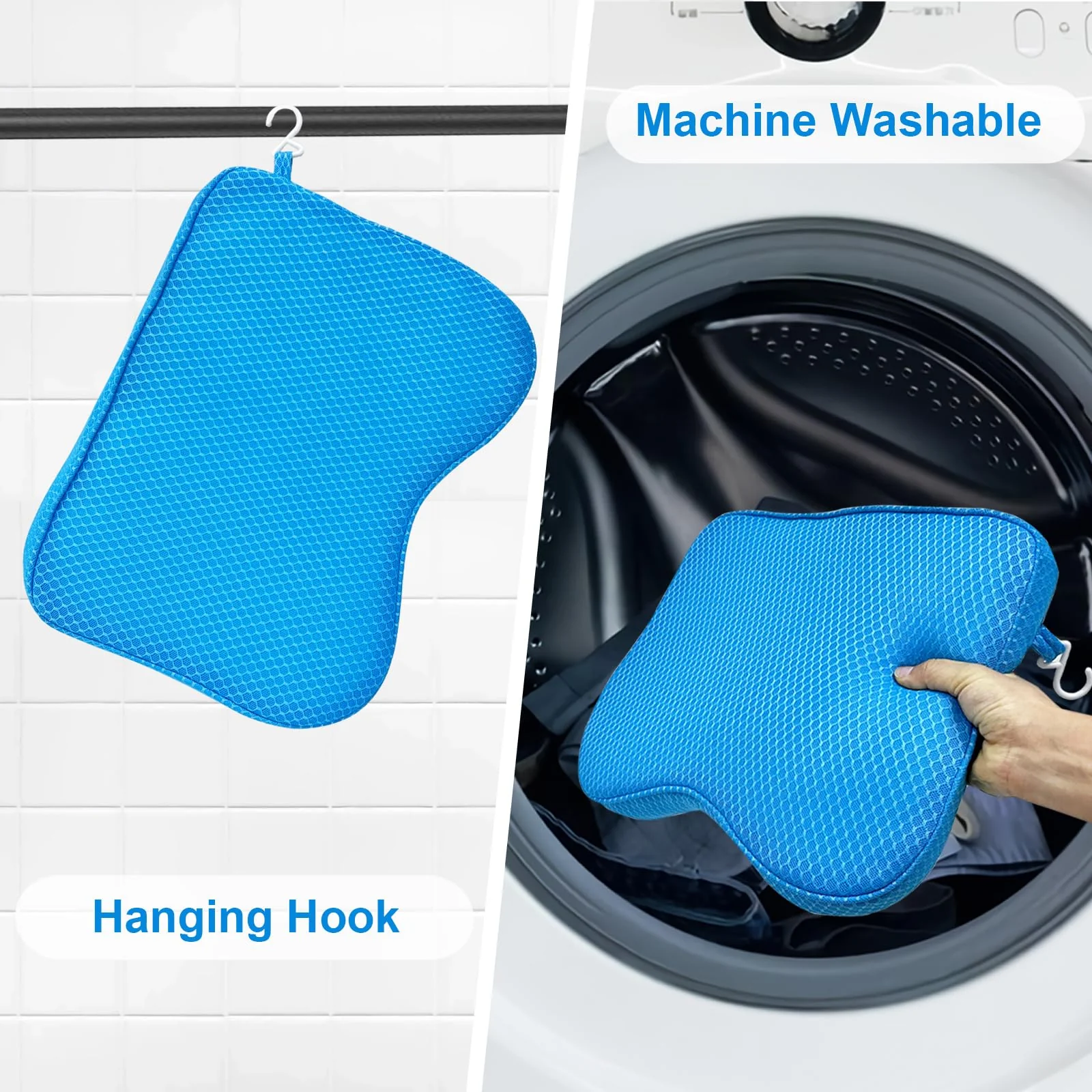 Esme L&H Shower Seat Cushion, Shower Chair Cushion for Transfer Benches, 4D Mesh Fabric Sauna Cushion Shower Chair Pad with Hook, Slip-Resistant, Design for Elderly, Senior, Handicap & Disabled - Image 4