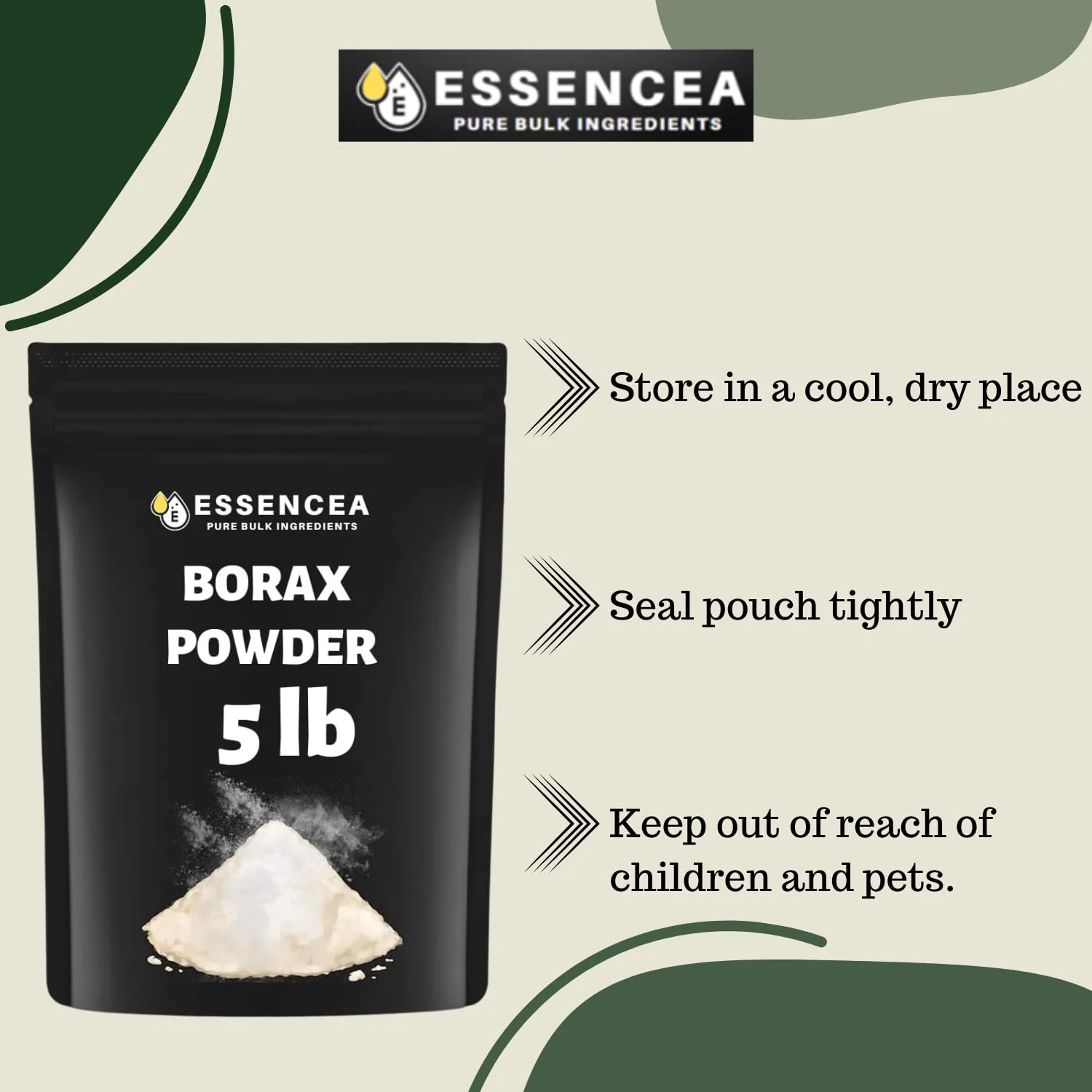 Essencea Borax Powder 5lb Pure Bulk Ingredients | Can be Used as Multi-Purpose Cleaner | Bulk Bag (80 Ounces) - Image 2