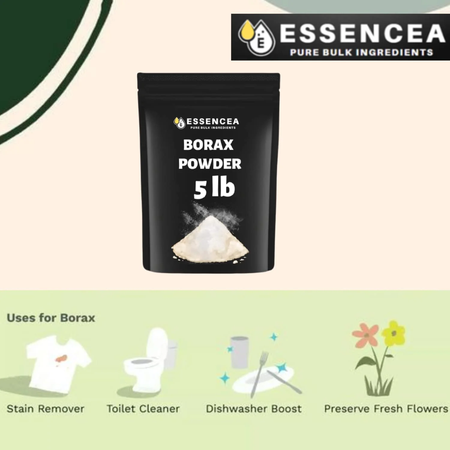 Essencea Borax Powder 5lb Pure Bulk Ingredients | Can be Used as Multi-Purpose Cleaner | Bulk Bag (80 Ounces) - Image 7