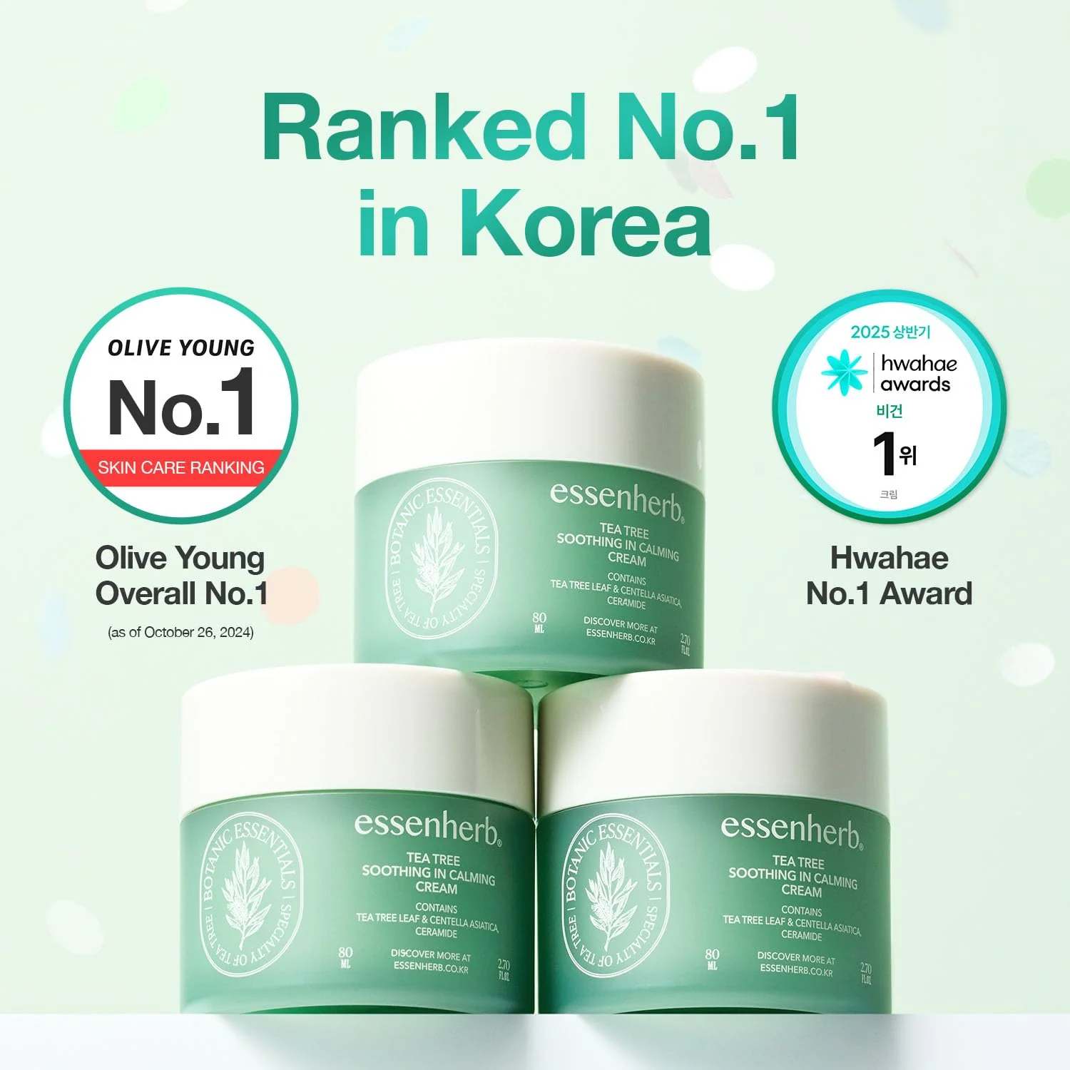 ESSENHERB Tea Tree Soothing In Calming Cream for Sensitive Skin with Tea Tree Oil & Cica, Helps reduce redness and breakouts, Soothing skin and providing hydration, Korean Skin Care (2.70 fl.oz) - Image 9