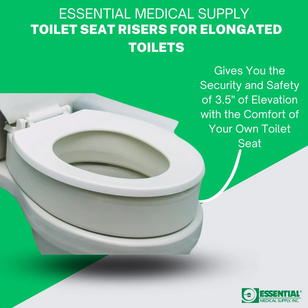 Essential Medical Supply Toilet Seat Riser for Elongated Bowl with 3.5" Rise - 19 x 14 x 3.5 Inch, Elevating and Raising Toilet Seat for Seniors, Adults and The Elderly with 300lb Weight Capacity - Image 5