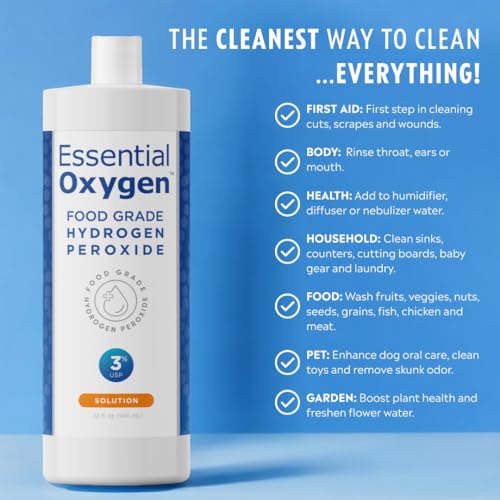 Essential Oxygen Food Grade Hydrogen Peroxide 3%, Natural Cleaner, Refill, 32 Fl Oz - Image 10