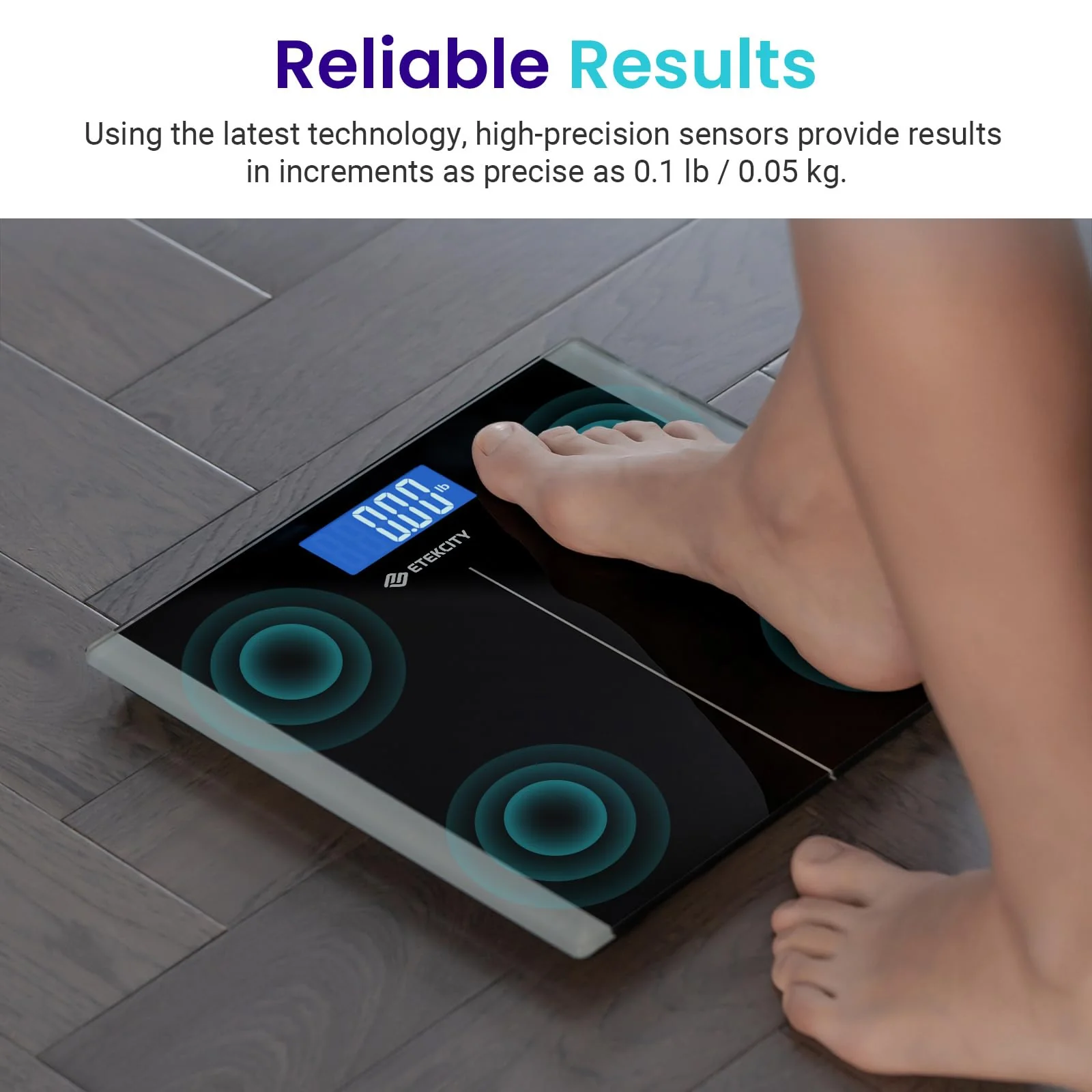 Etekcity Bathroom Scale for Body Weight, Highly Accurate Digital Electronic Weighing Machine for People,LCD Display,Large Size,6mm Tempered Glass-Safe Home Use,Batteries Included, 400 lbs (Pack of 5) - Image 2