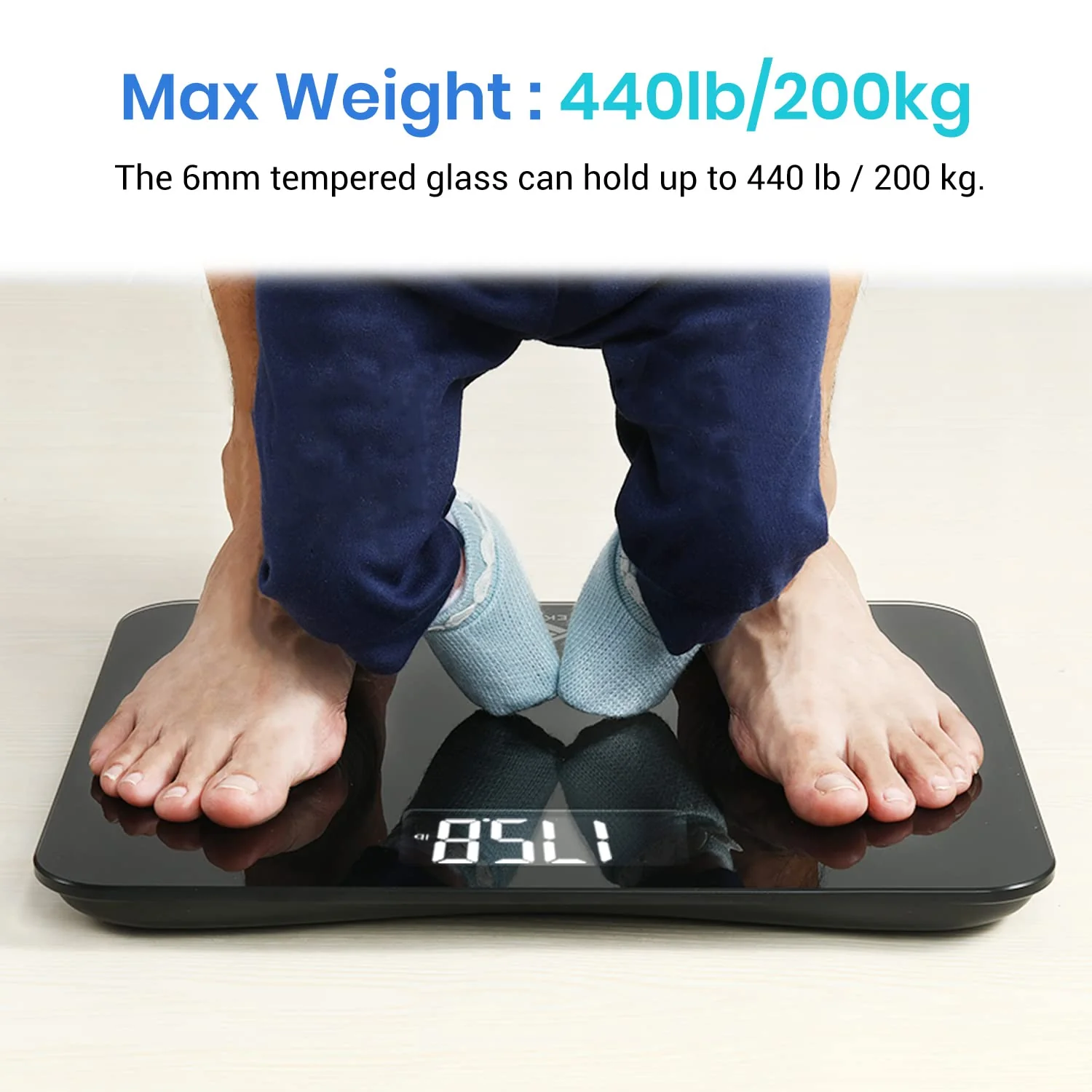 Etekcity Scale for Body Weight, Bathroom Digital Weighing Machine for People, Extra Wide Platform and High Capacity, Accurate and Safe, Large Number and Easy-to-Read on Backlit LCD Display, 440 lb - Image 6