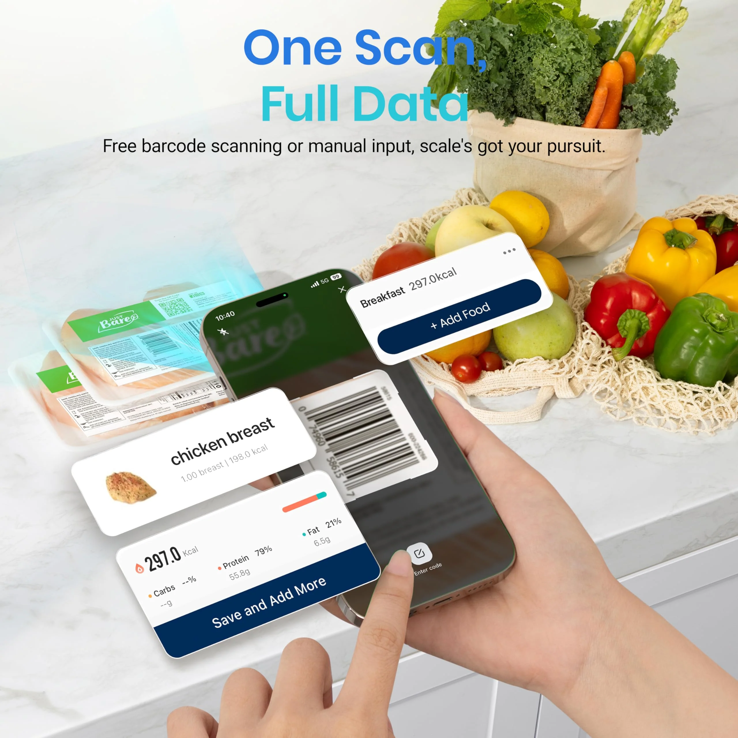 Etekcity Smart Food Kitchen Scale with Nutritional Calculator, Free App with 19 Nutrients Tracking, Calorie, Marco, Digital grams and ounces for weight loss, Premium Stainless Steel, 11lb - Image 5