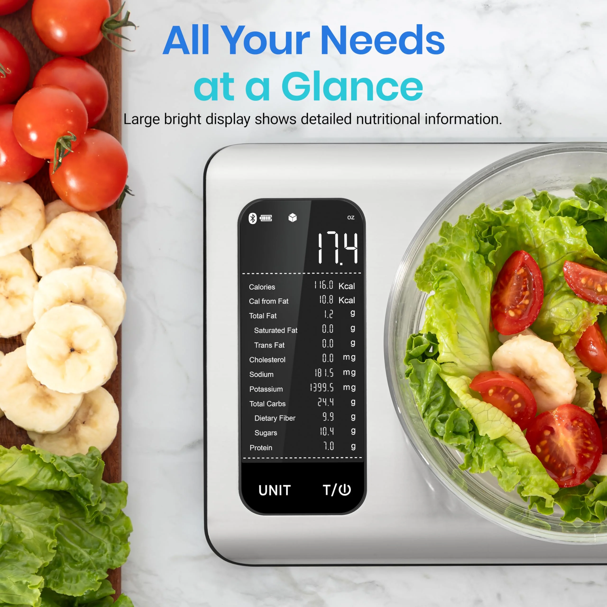 Etekcity Smart Food Kitchen Scale with Nutritional Calculator, Free App with 19 Nutrients Tracking, Calorie, Marco, Digital grams and ounces for weight loss, Premium Stainless Steel, 11lb - Image 7