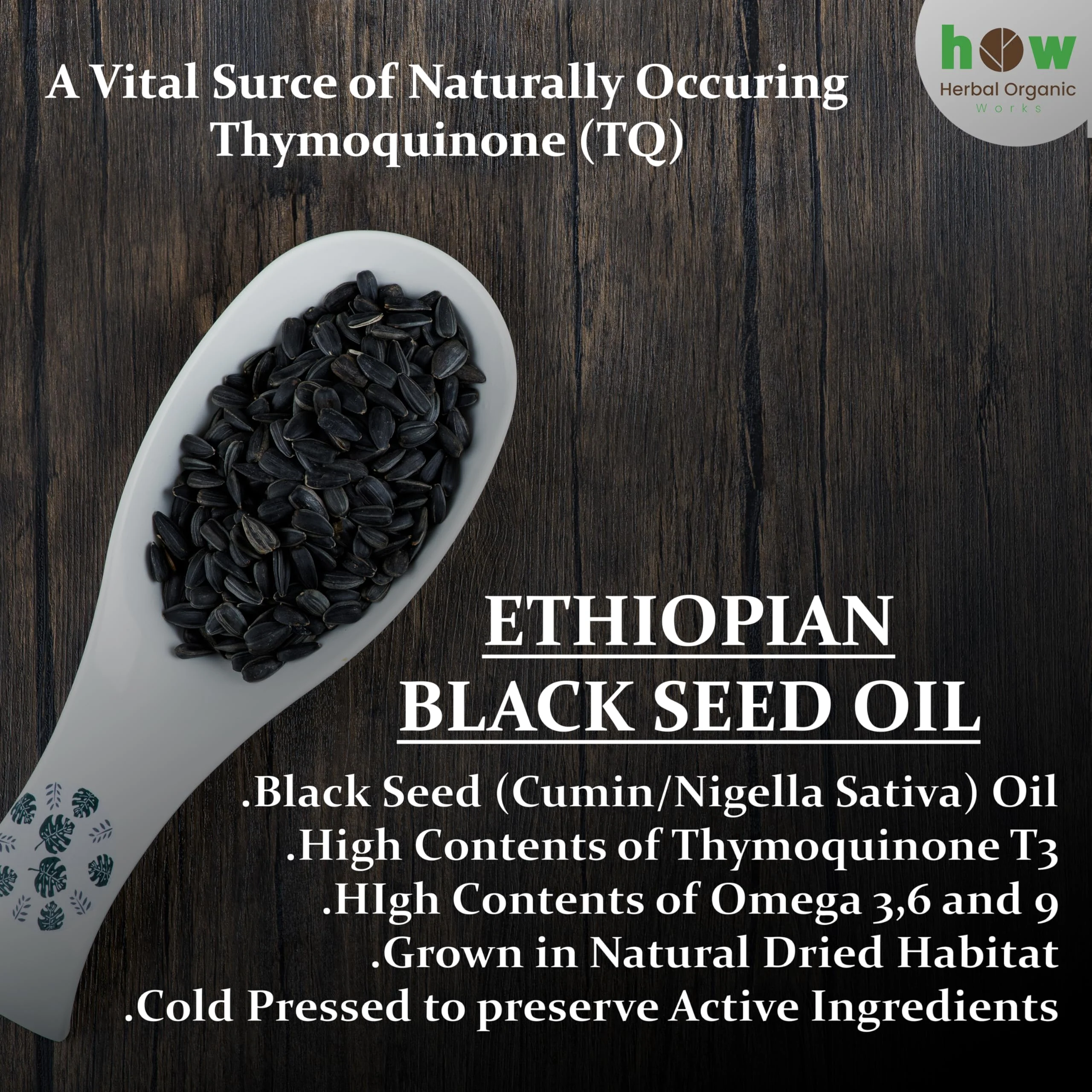 Ethiopian Black Seed Oil 16oz – Cold Pressed Nigella Sativa | High Thymoquinone 3.45% Black Cumin Seed Oil | 100% Pure Unrefined Liquid | Immune, Skin, Hair & Digestive Support | Large Glass Bottle - Image 3