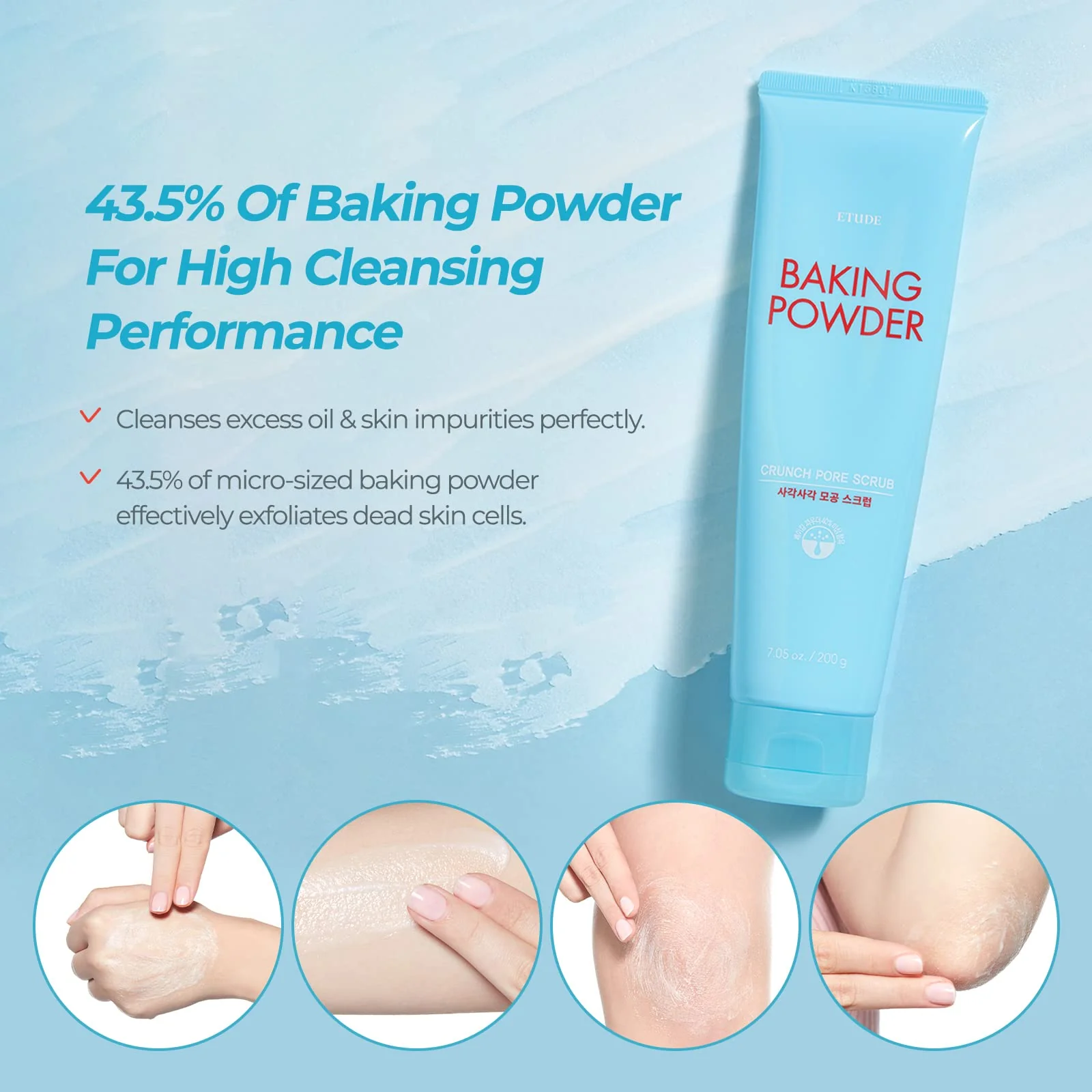 ETUDE Baking Powder Crunch Pore Scrub (0.25 Fl Oz x 24 Pouches), Facial Scrub, 43.5% Baking Powder for Deep Cleansing, Gentle Exfoliation, Cooling Effect, Hydrating, Korean Skin Care, Beauty - Image 7