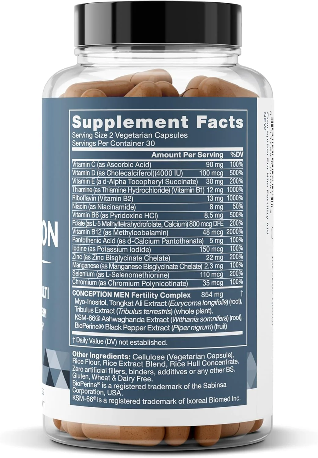 Eu Natural Conception for Him - Male Fertility Supplements with Ashwagandha, Folate & Zinc - Sperm Count, Motility & Strength Support - Fertility Support for Men, 120 Vegetarian Capsules - Image 9