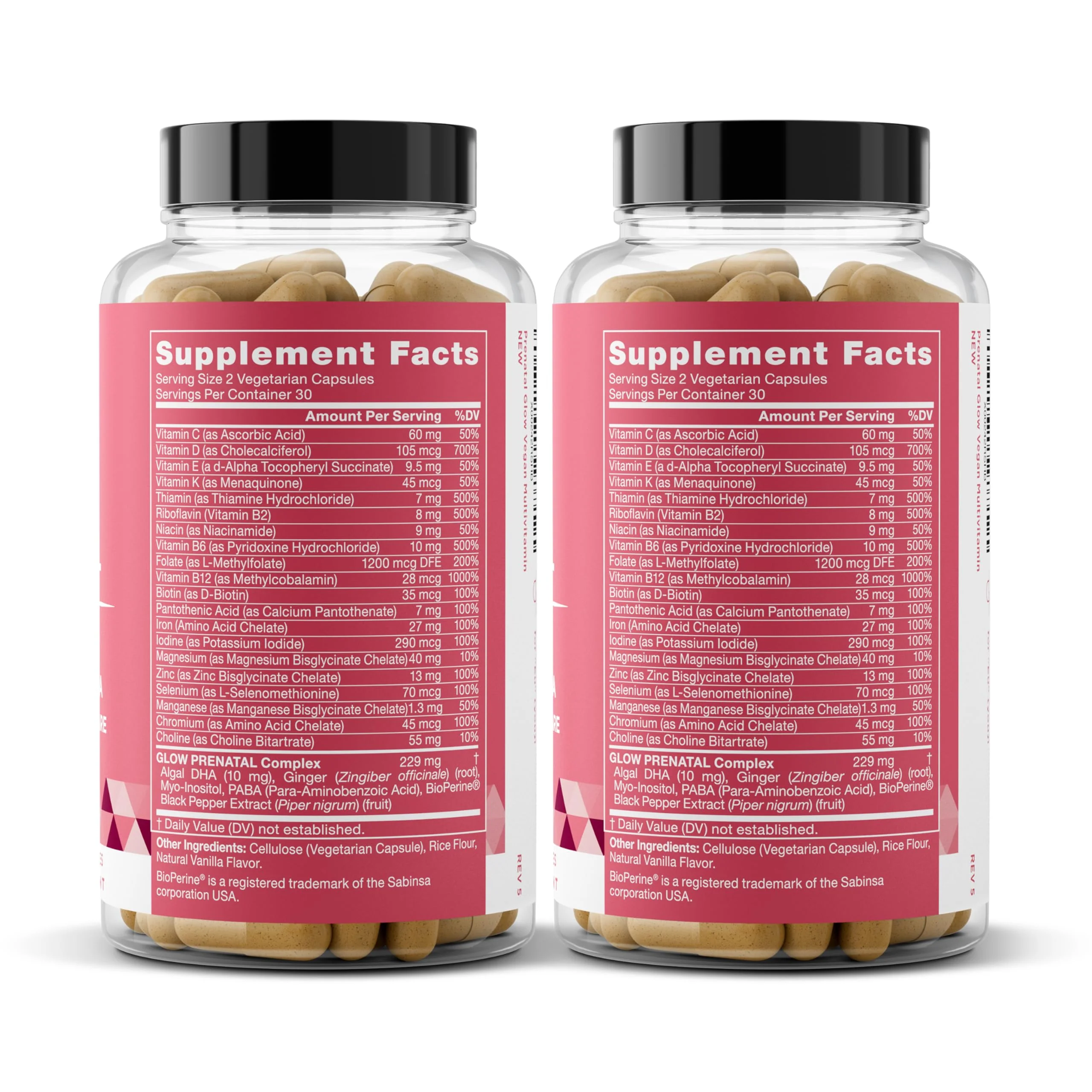 Eu Natural Glow Prenatal Vitamins for Women - 20-in-1 Prenatal Multivitamin with Folate & Vegan DHA - Supports Healthy Pregnancy, Fetal Development & Mom’s Comfort - 120 Vegetarian Capsules - Image 2