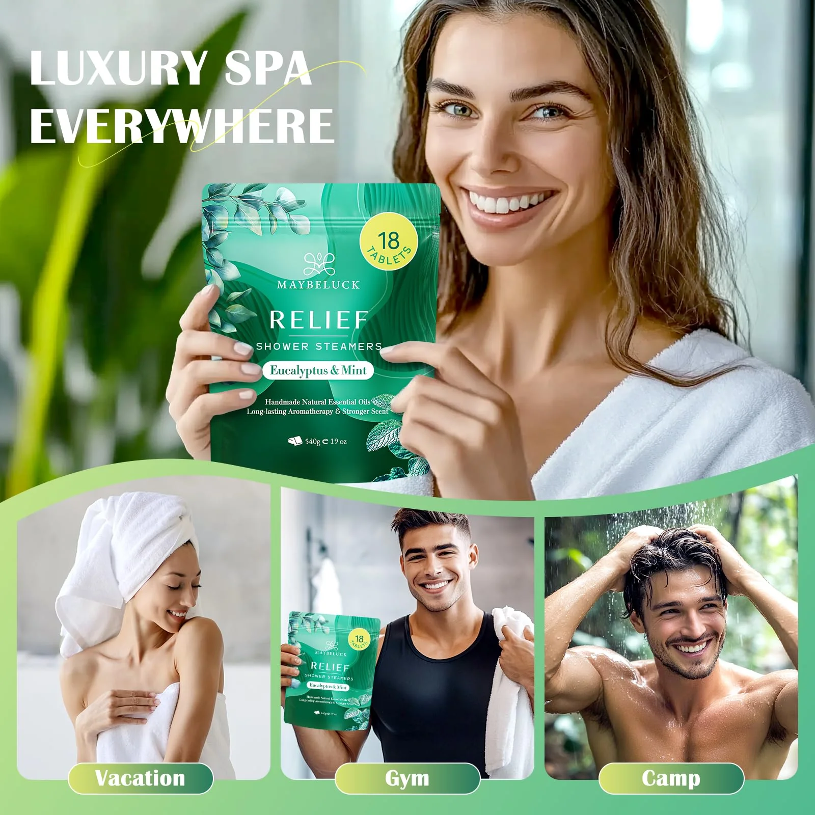 Eucalyptus Mint Shower Steamers Aromatherapy 18 Pack - Includes Easy Opener, Eucalyptus for Shower, Stocking Stuffers, Christmas Gifts & Birthday Gifts for Women, White Elephant Gifts for Adults - Image 4