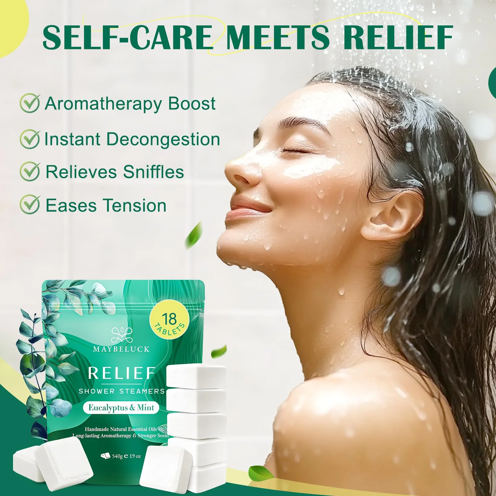 Eucalyptus Mint Shower Steamers Aromatherapy 18 Pack - Includes Easy Opener, Eucalyptus for Shower, Stocking Stuffers, Christmas Gifts & Birthday Gifts for Women, White Elephant Gifts for Adults - Image 6