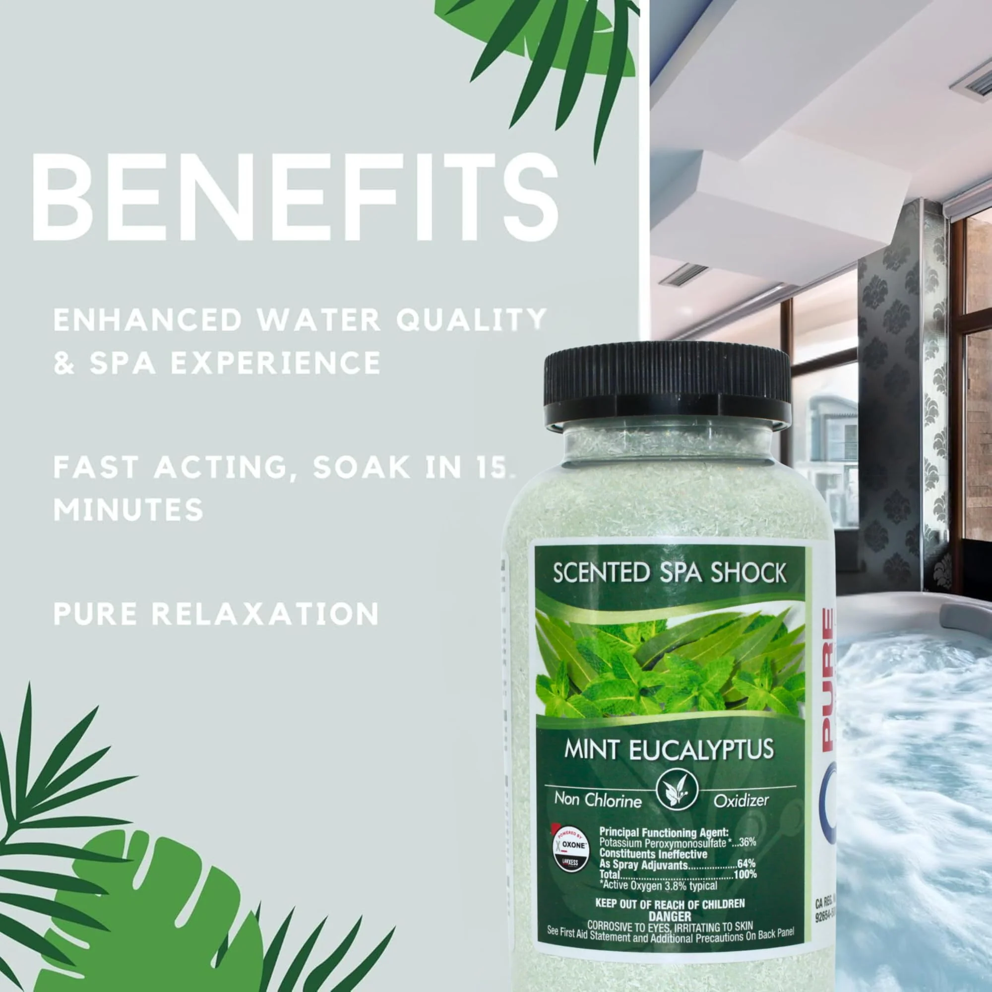 Eucalyptus Scented Spa Shock- Non-Chlorine Shock for Any Spa or Hot Tub-Use with Bromine Tablets or Spa Chlorine. Fragrance Infused Oxygen Crystals Treat Water and Oxidize Chemical Odors - Image 4
